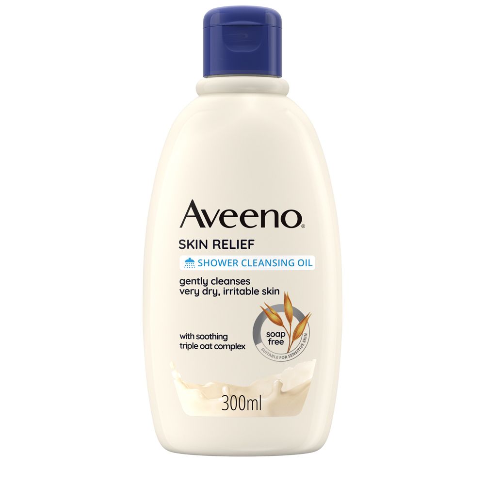 Aveeno Skin Relief Detergente Olio Bagnodoccia Lenitivo per Pelli Sensibili, Senza Sapone e Solfati 300 ml