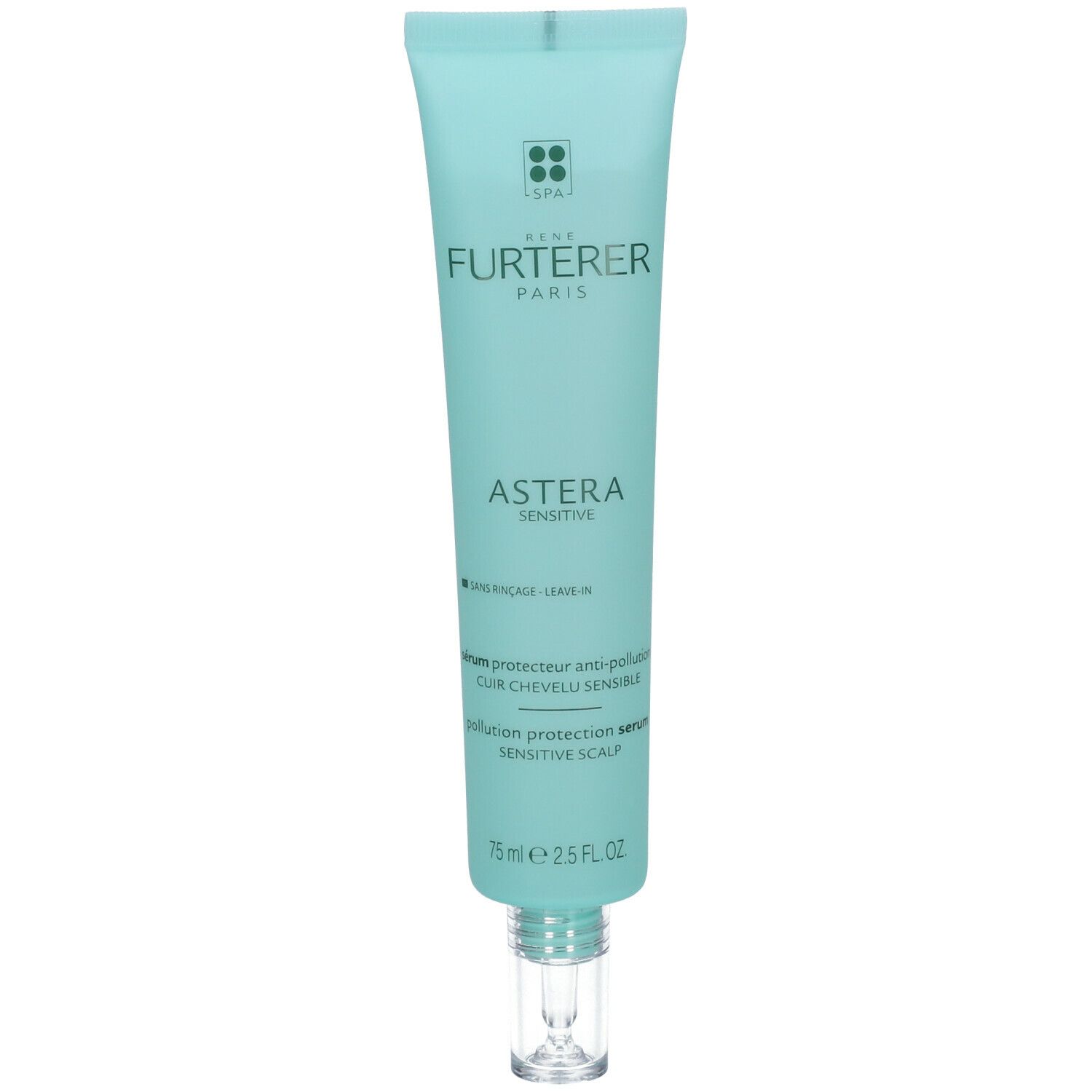 Türkisfarbene Tube mit Serum. Aufschrift: FURTERER PARIS, ASTERA. Produktname und Text.