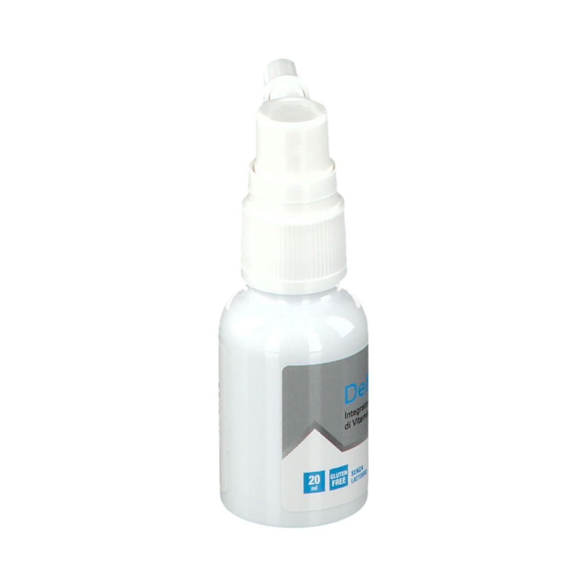 Flacone spray bianco di DeKoro® spray. Con erogatore. Scritto: 20 ml, senza glutine.