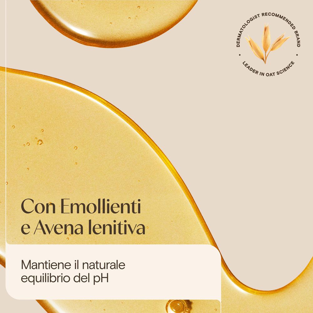 Flüssiges Produkt mit Emollients und beruhigendem Hafer. Aufrechterhaltung des natürlichen pH-Gleichgewichts. Dermatologisch empfohlene Marke.