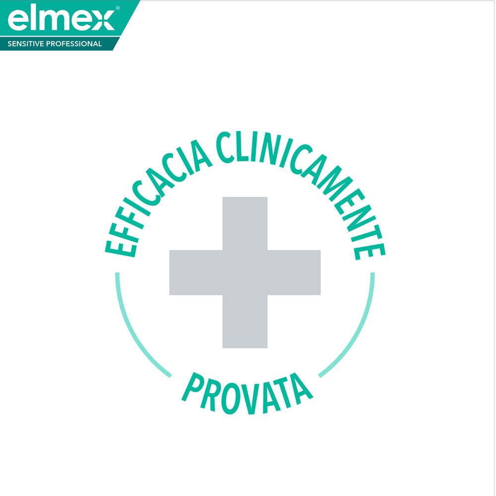 Elmex Sensitive Professional Siegel mit Kreuzsymbol und Text.