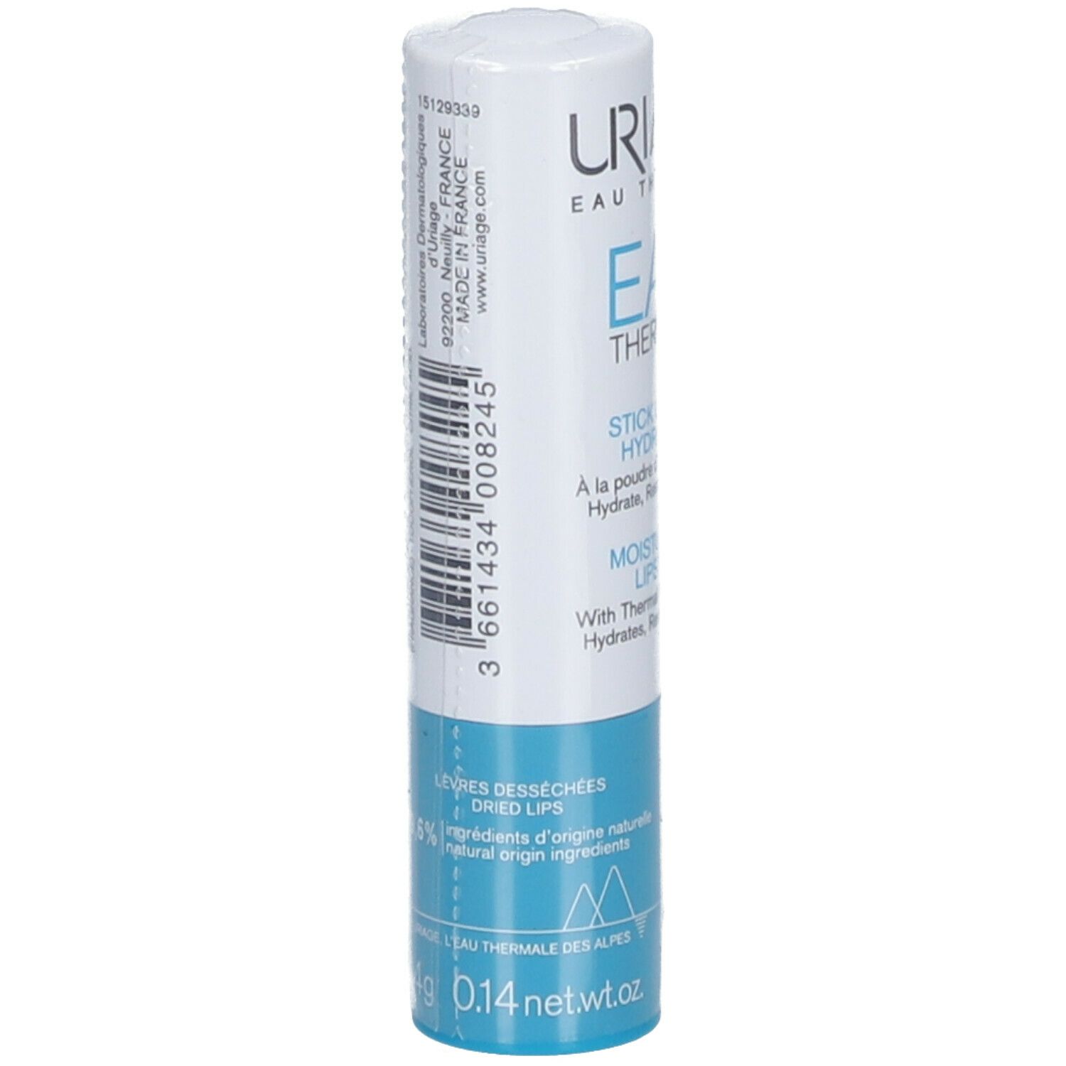 Retro dello stick labbra. Ingredienti, informazioni produttore e simbolo di riciclo.