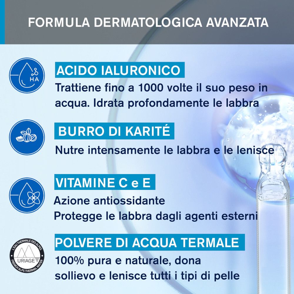 Ingredienti: Acido ialuronico, burro di karité, vitamine C & E, polvere di acqua termale. Testato dermatologicamente.