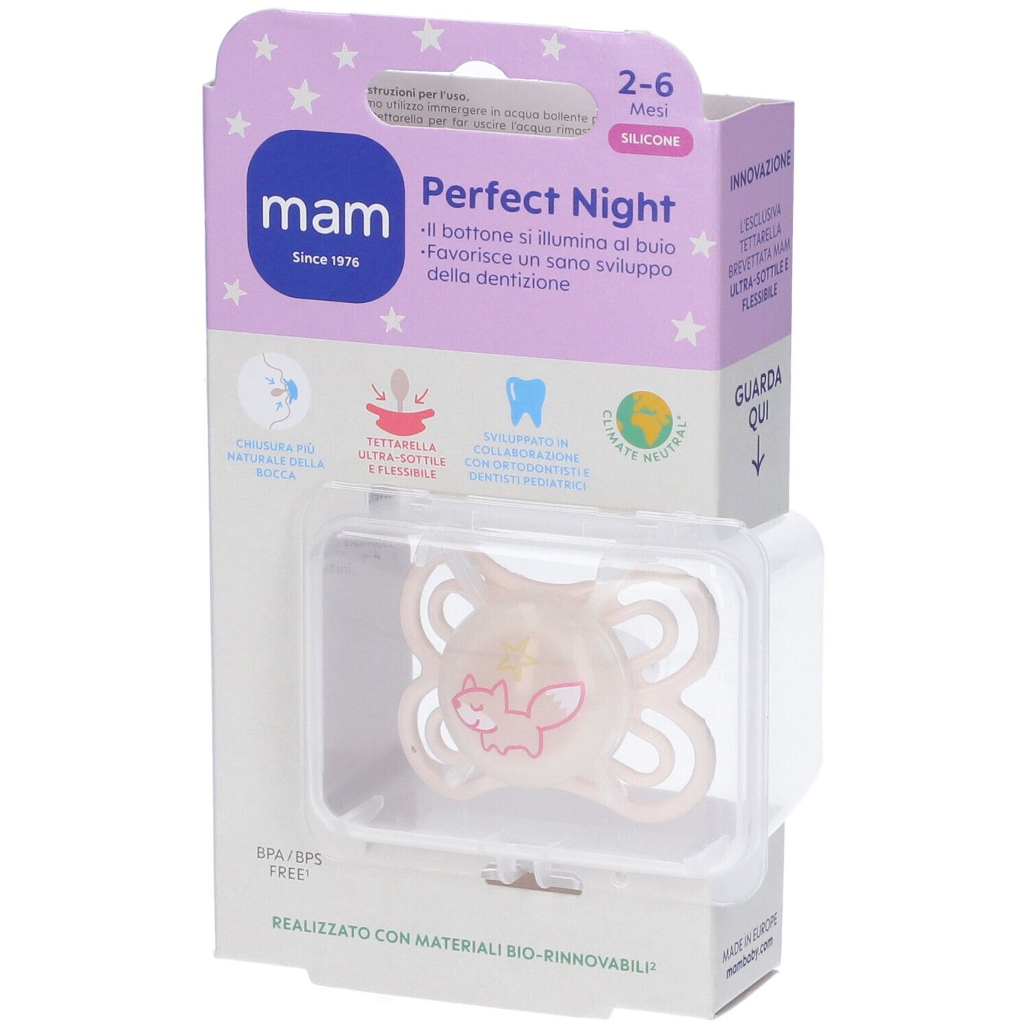 Mam Perfect Night Succhietto Silicone Femmina 2-6 Mesi 1 Pc Succhietti Bambino