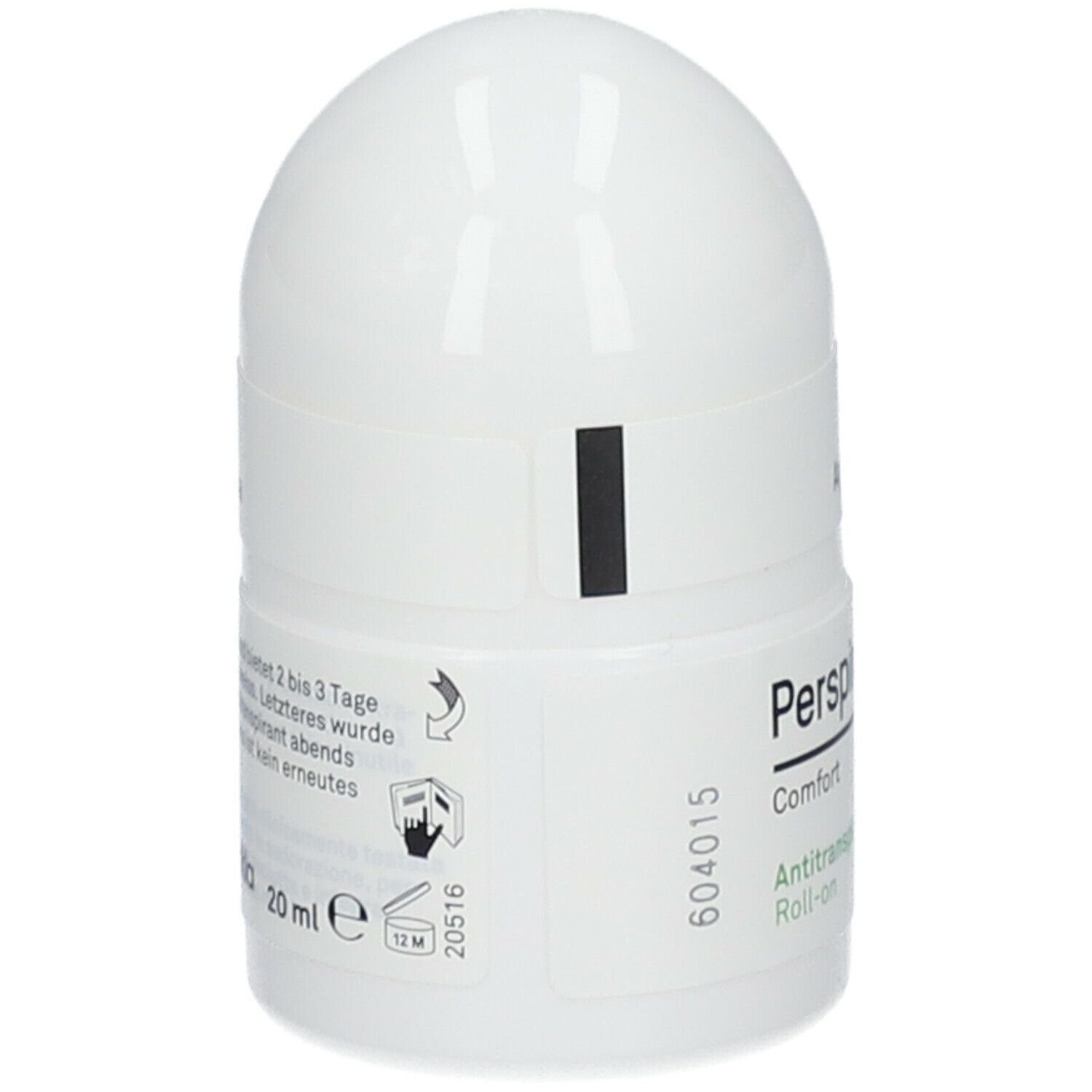 Roll-on antitraspirante bianco. Scritta: Perspirex Comfort, Antitraspirante Roll-on. 20 ml.