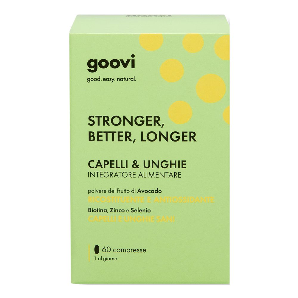 Goovi Stronger, Better, Longer Integratore Alimentare per Capelli & Unghie Compresse - risparmia il 15% con il codice: GOOVI15