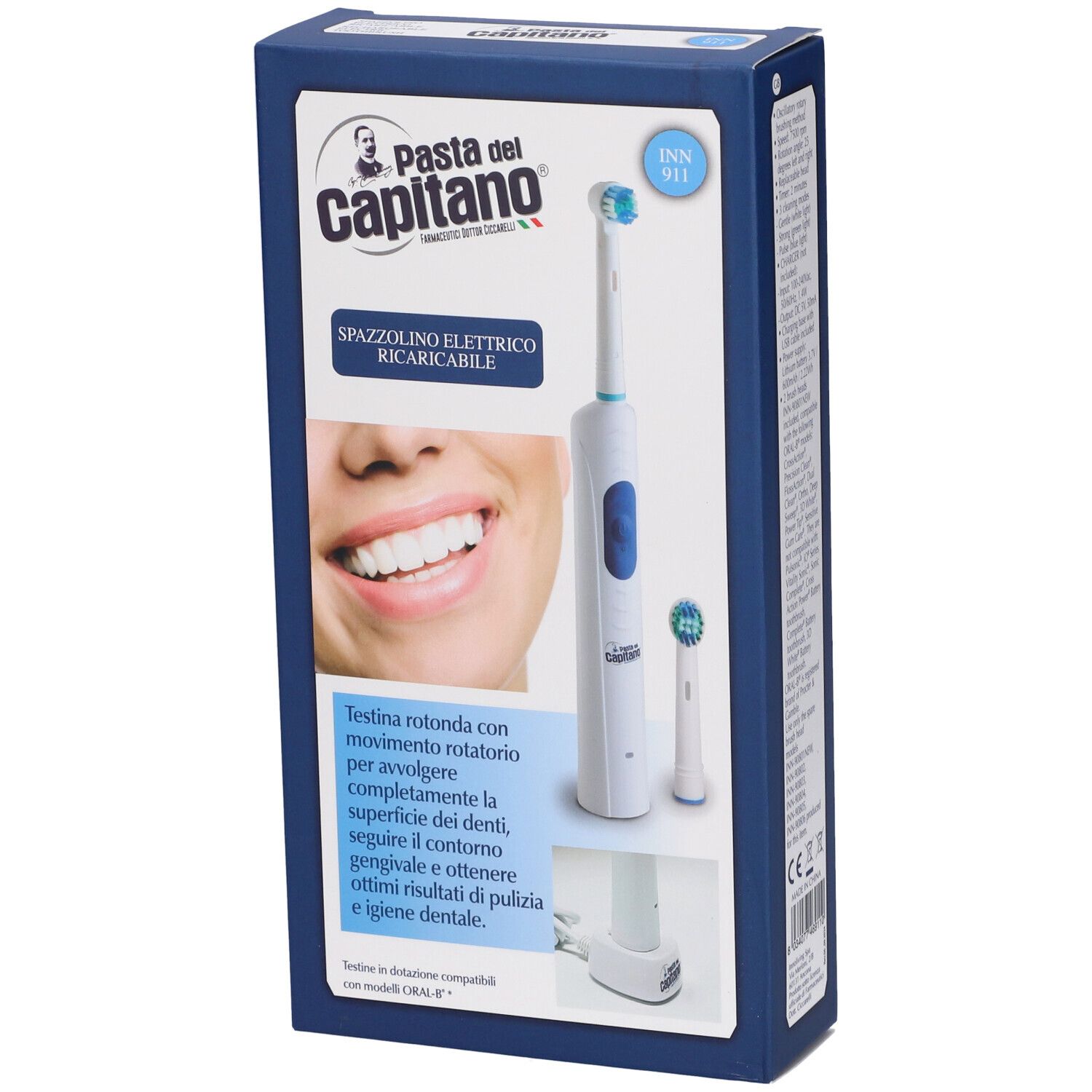 Pasta Del Capitano Spazzolino Elettrico Ricaricabile 3 Velocità