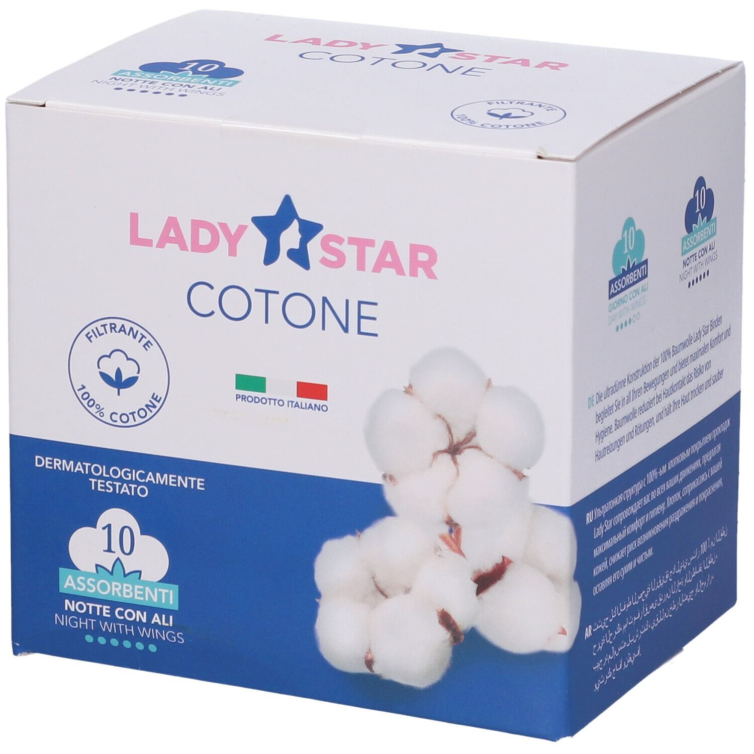 Assorbenti Esterni Ladystar Cotone Notte Ali 12 Pezzi