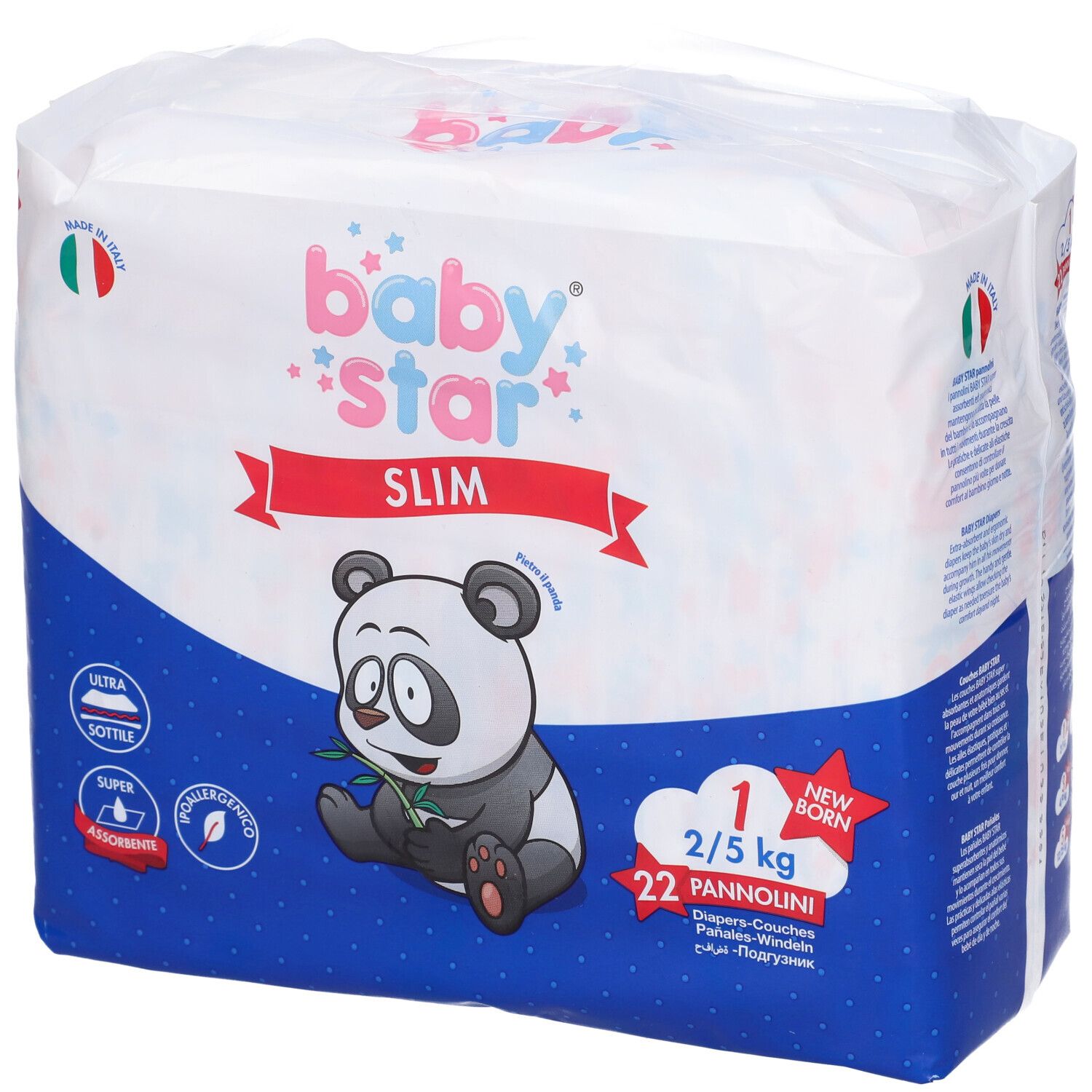 Pannolini Babystar Slim 2/5Kg Taglia 1 New Born 22 Pezzi