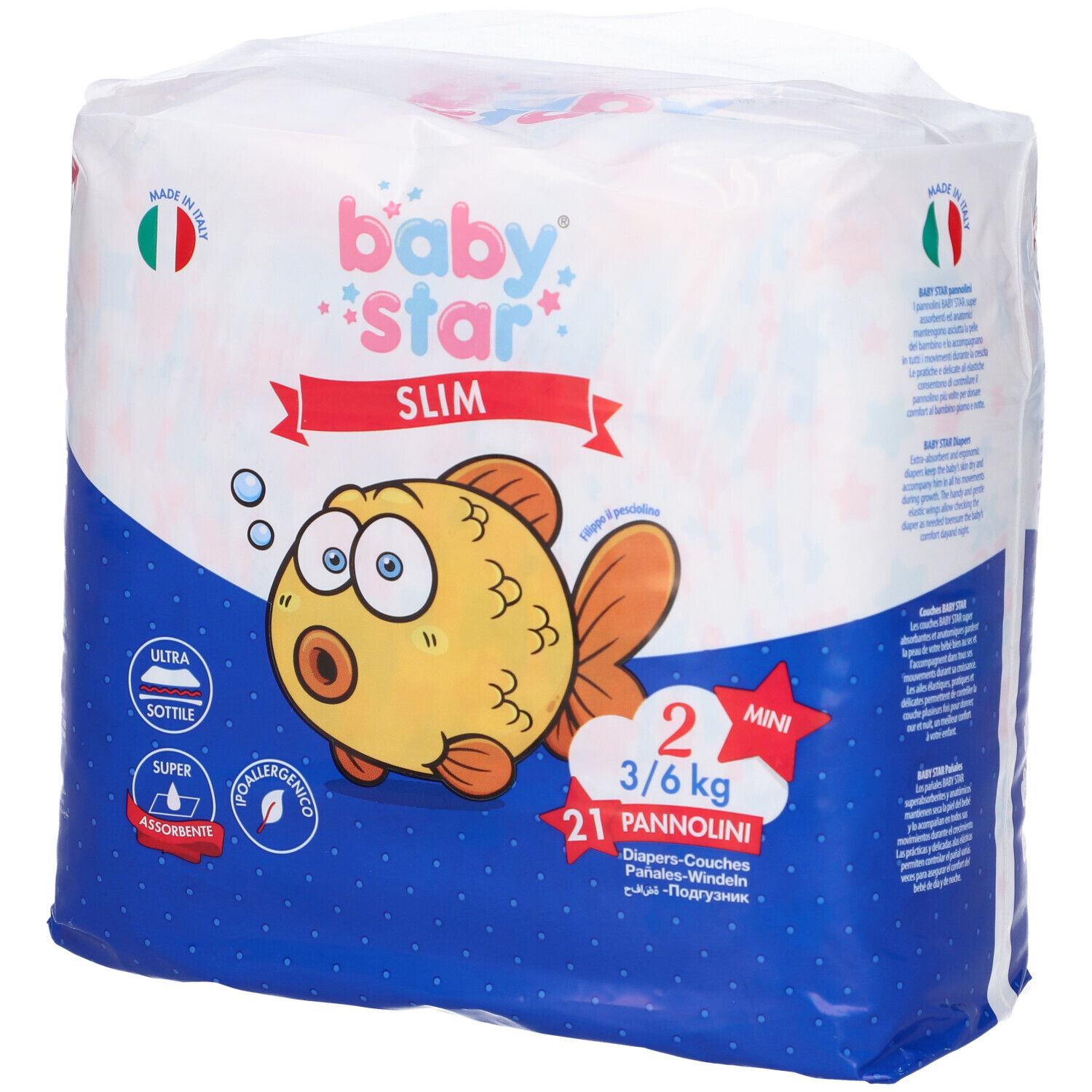Pannolini Babystar Slim 3/6Kg Taglia 2 Mini 21 Pezzi St