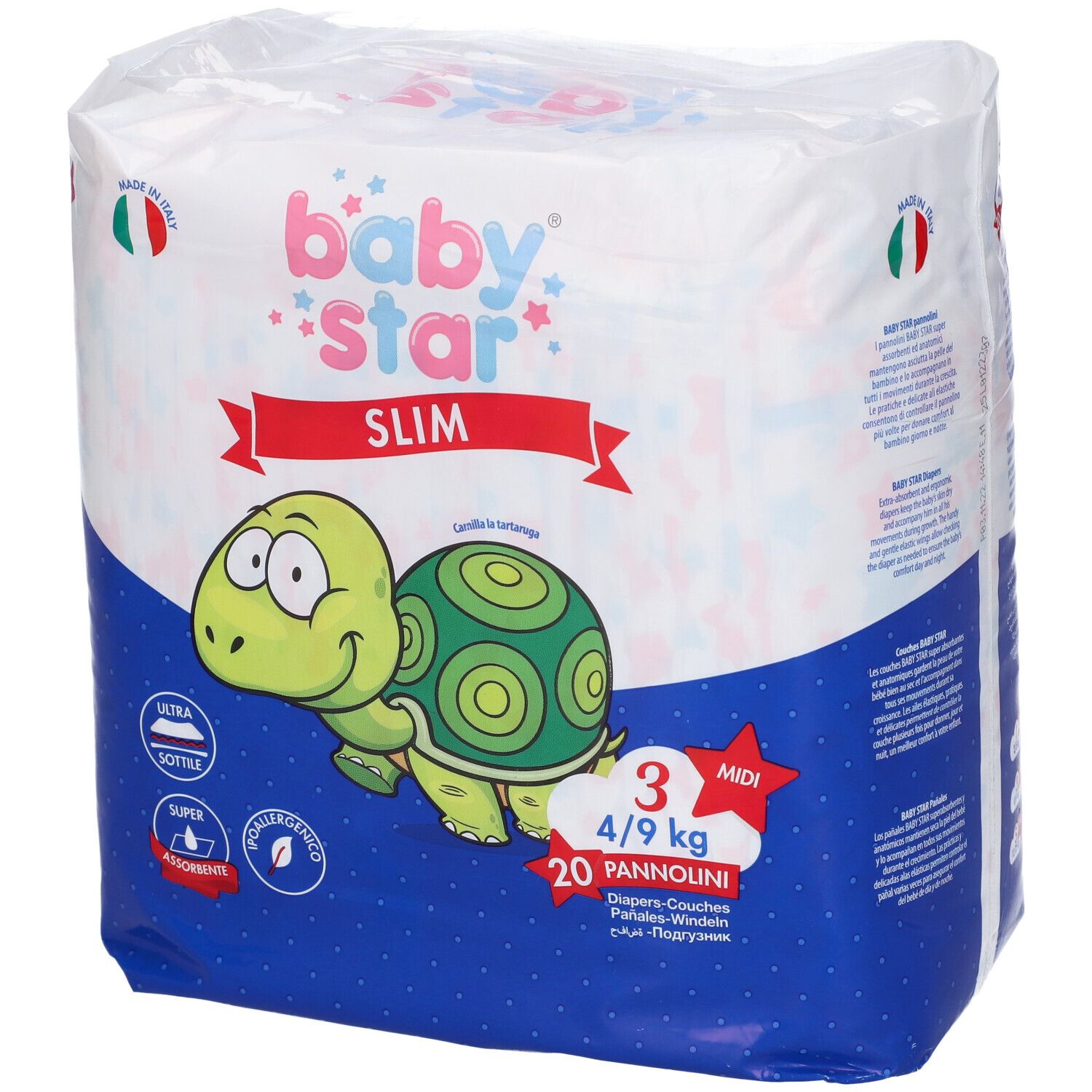 Pannolini Babystar Slim 4/9Kg Taglia 3 Midi 20 Pezzi