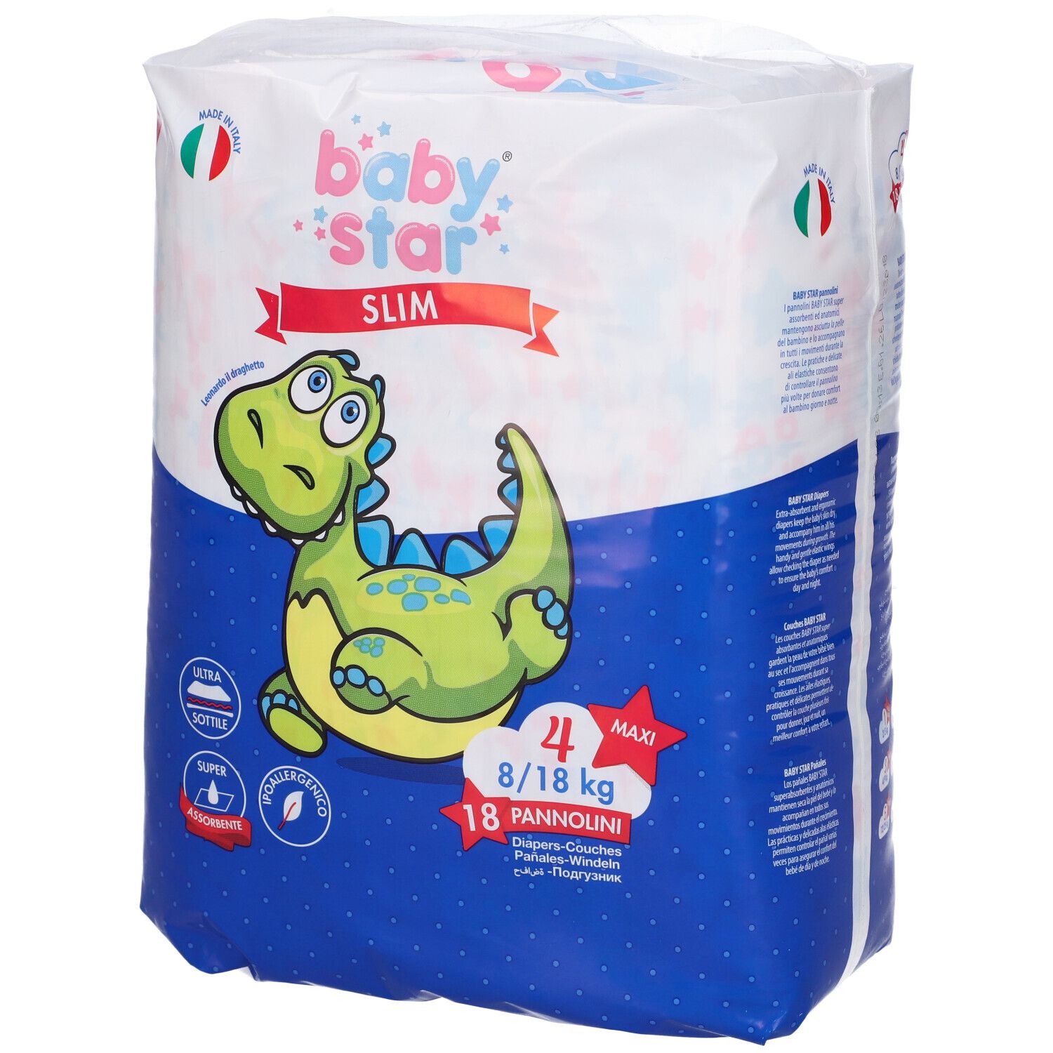 Pannolini Babystar Slim 8/18Kg Taglia 4 Maxi 18 Pezzi
