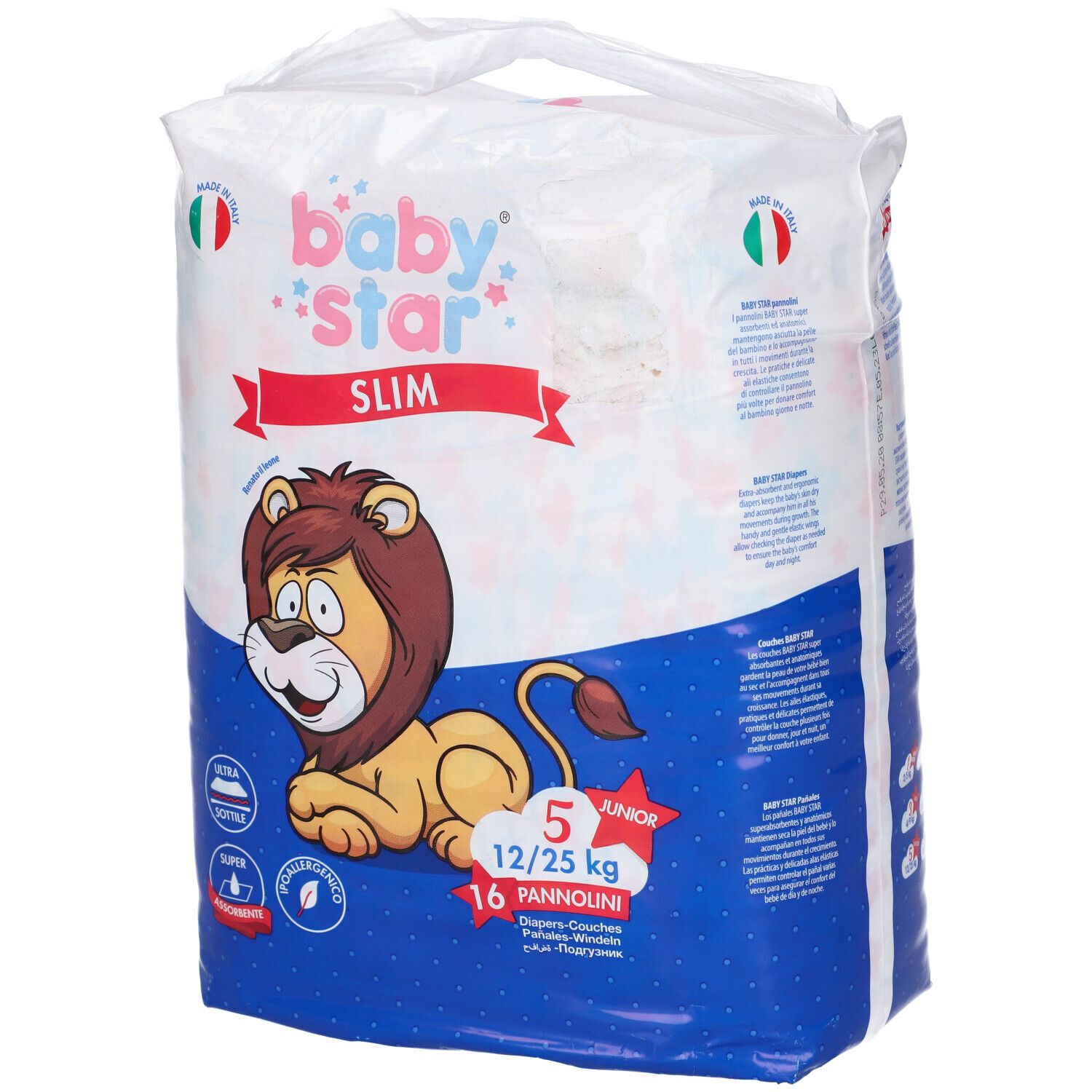 Pannolini Babystar Slim 12/25Kg Taglia 5 Junior 16 Pezzi