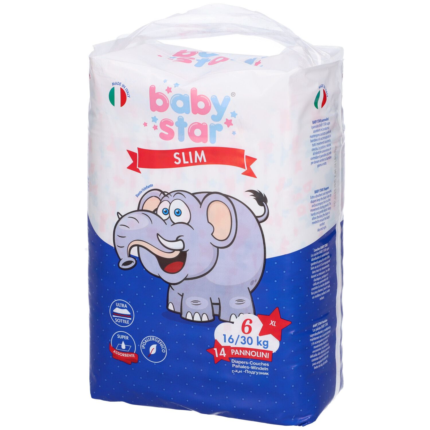 Pannolini Babystar Slim 16/30Kg Taglia 6 Extra Large 14 Pezzi