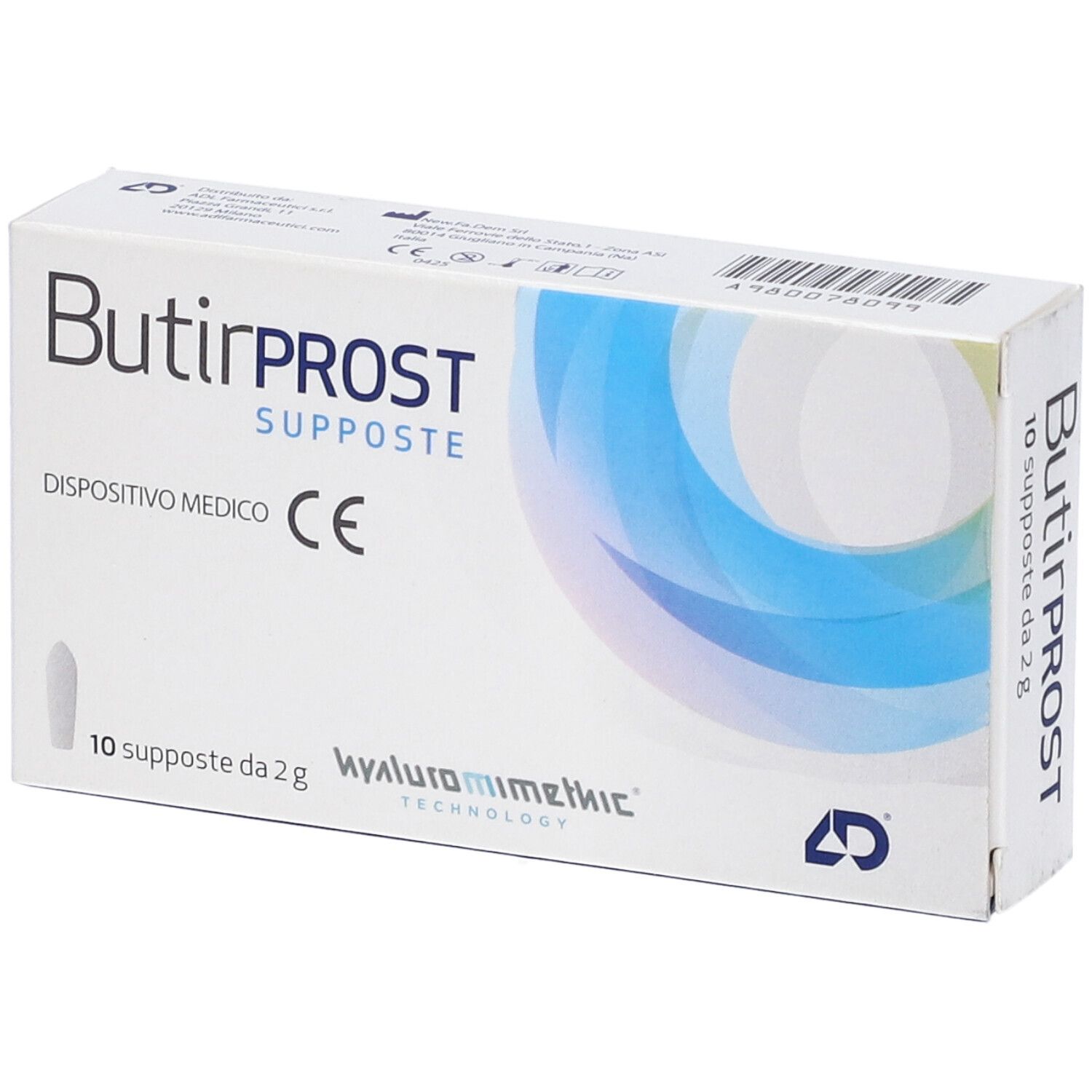 Scatola Butirprost Supposte, 10 pezzi. Dispositivo medico. Tecnologia all'acido ialuronico.