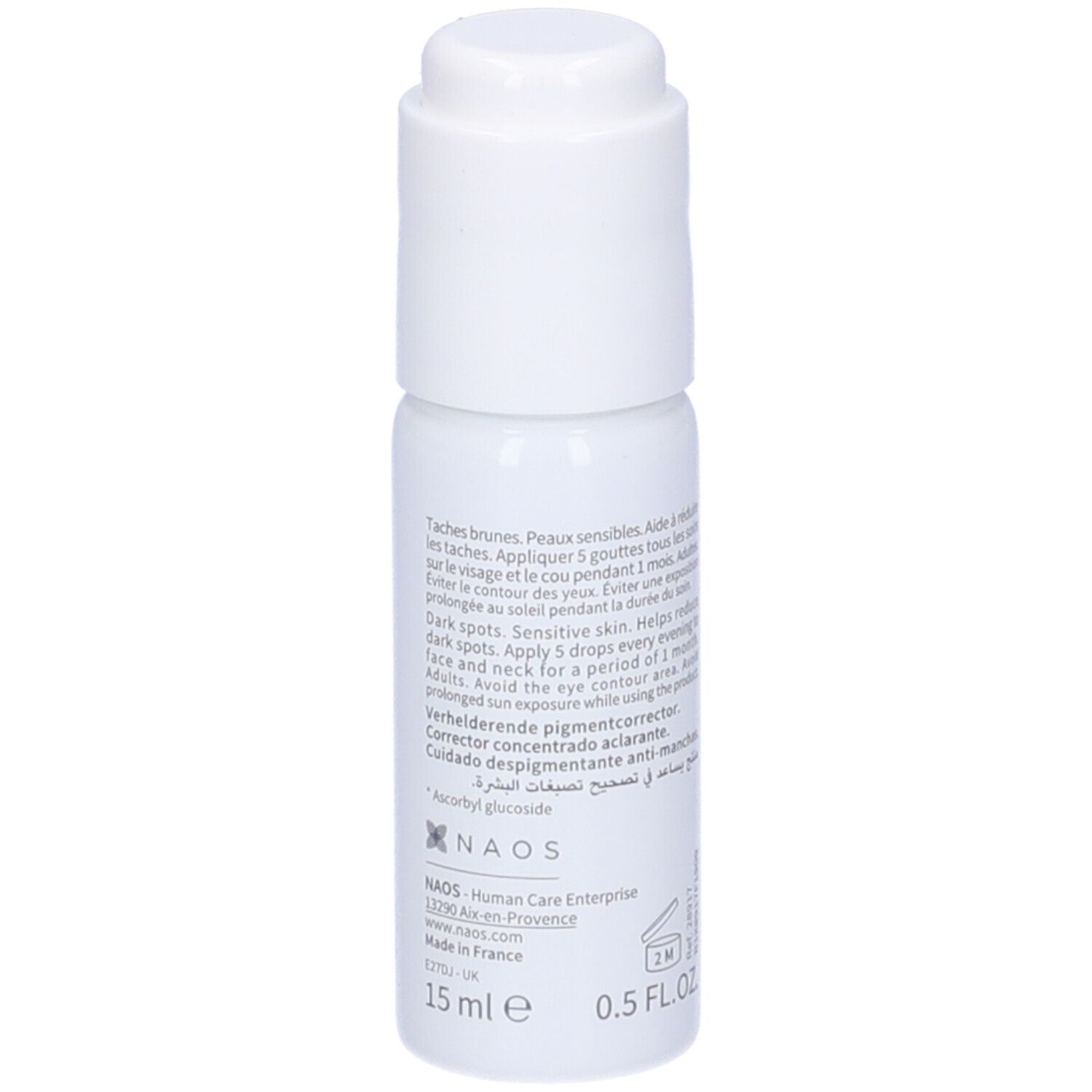 BIODERMA Pigmentbio C-Concentrate. Flacone bianco con dosatore. Informazioni prodotto.