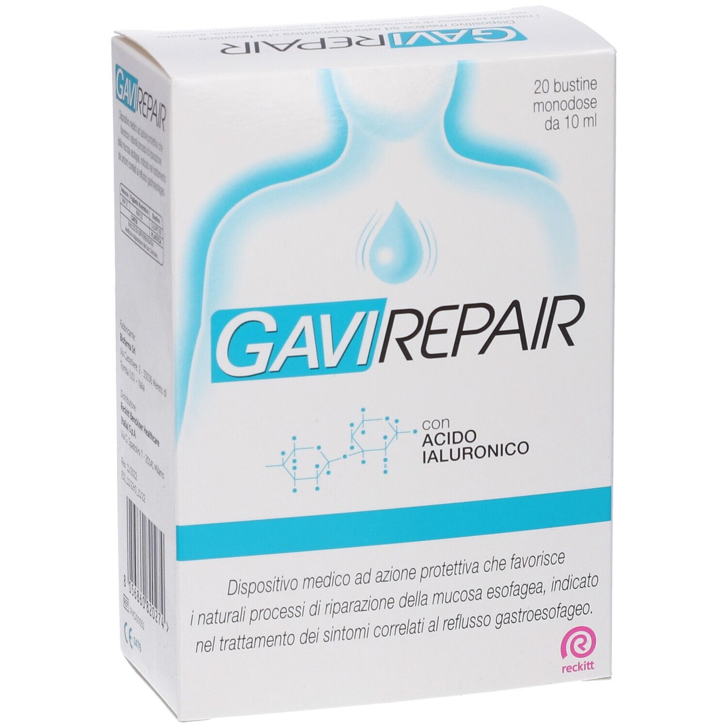 Produktverpackung mit Produktnamen und Inhaltsstoffen. Enthält 20 Einzelbeutel. Medizinprodukt.