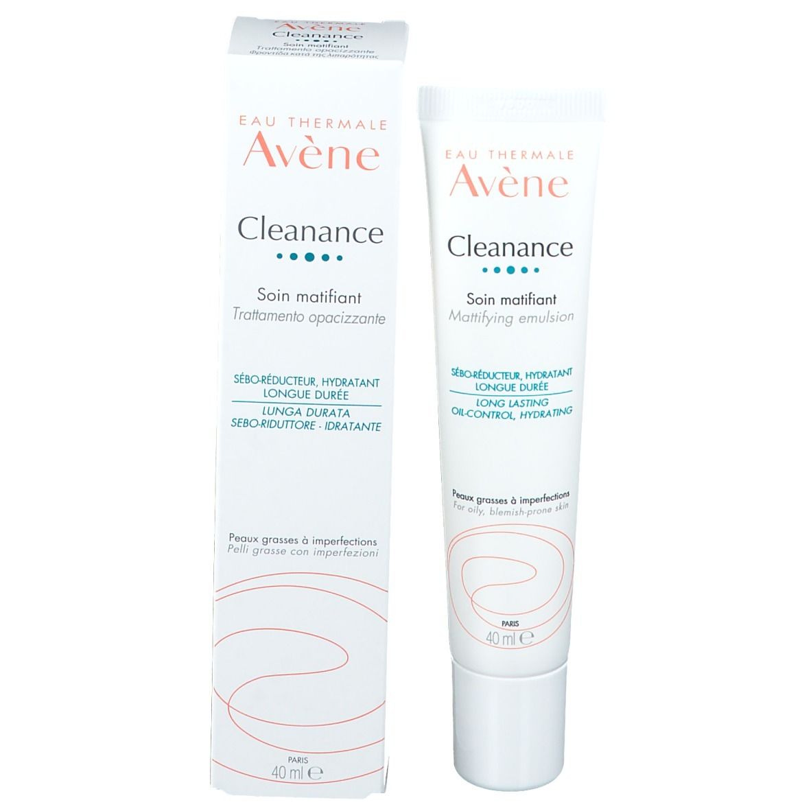 Produkt und Verpackung. Tube und Schachtel mit Produktnamen und Markennamen. Volumen: 40 ml.