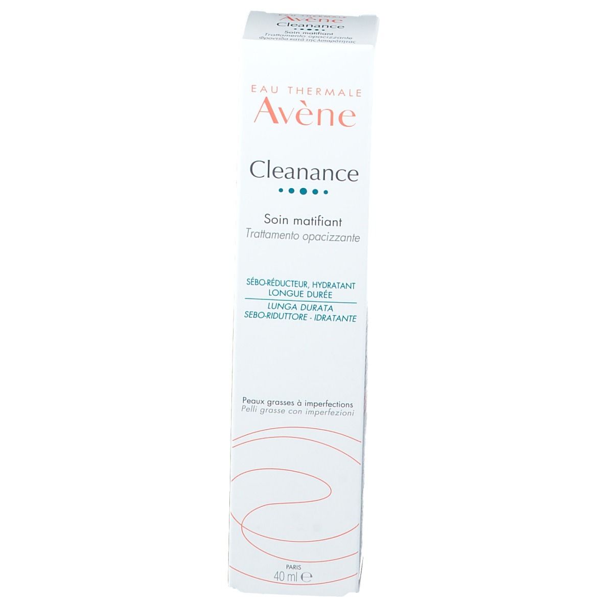 Produkt und Verpackung. Schachtel mit Produktnamen und Markennamen. Volumen: 40 ml.