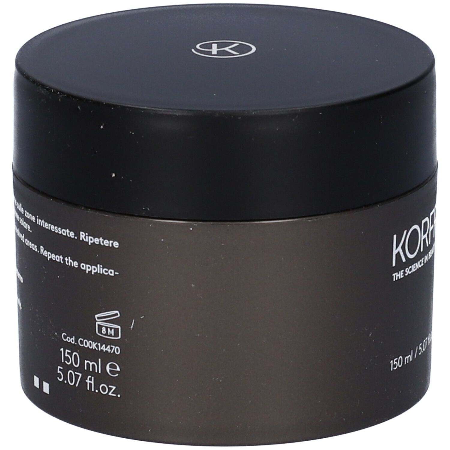 Barattolo di crema marrone con coperchio nero. Scritta: Sun Secret, Super Abbronzatura, Super Bronzing, Crema Viso E Corpo.