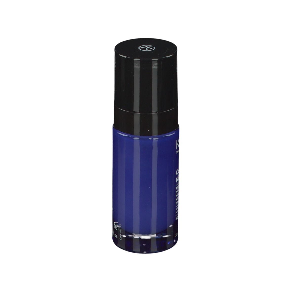 Flacone blu scuro con tappo nero. Scritta: KORFF, Complete Night Renew. 30 ml.