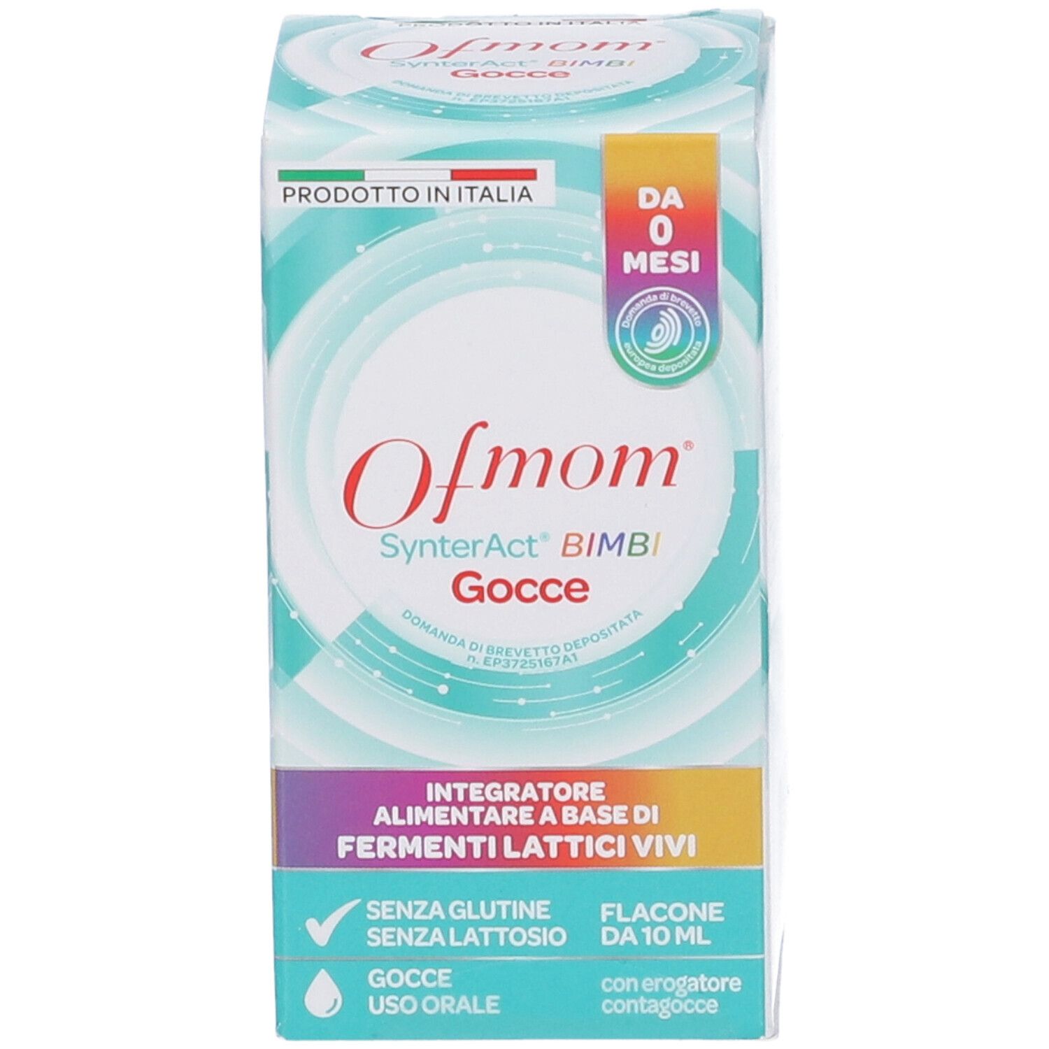 Ofmom SynterAct Bimbi Gocce Verpackung. Enthält 10 ml. Für Säuglinge ab 0 Monaten. Mit Tropfer.