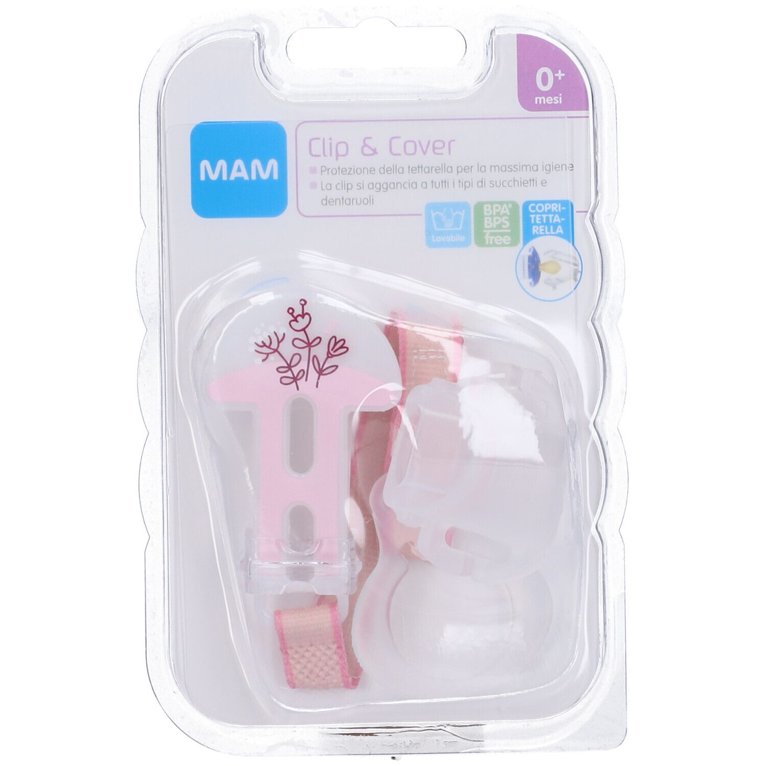 Mam Clip&Cover Porta Succhietto Colore Rosa