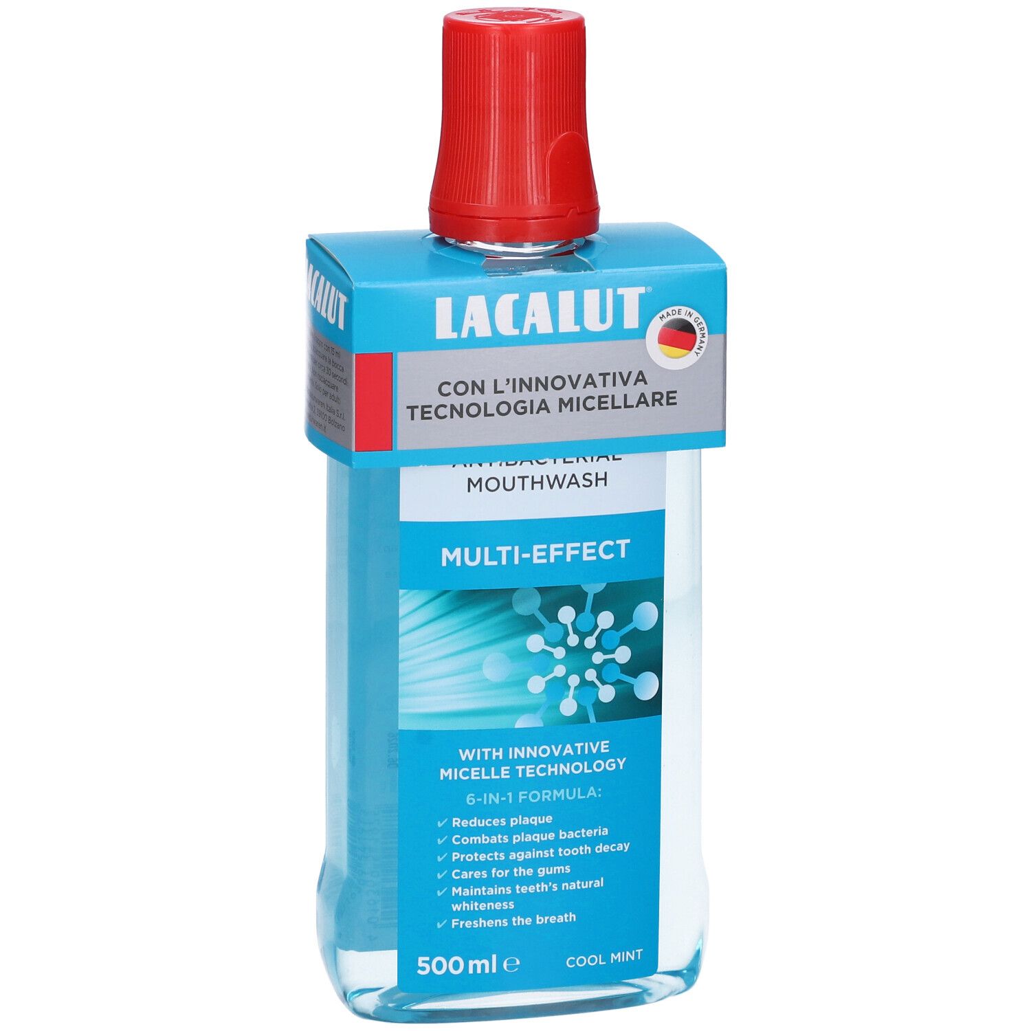 Lacalut Multi-Effect Mundspülung, 500ml, mit Micellentechnologie.