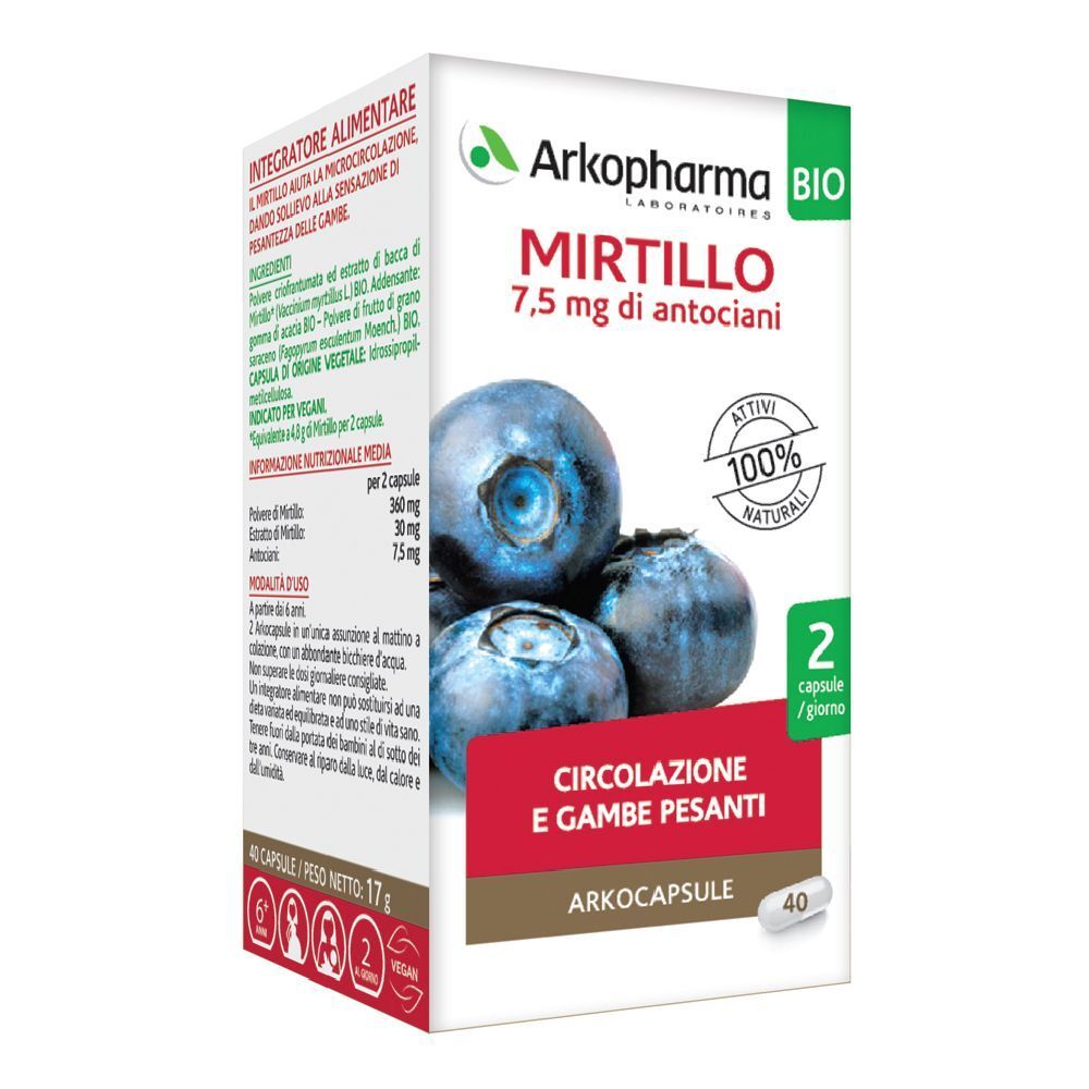Arkopharma Arkocapsule Mirtillo Bio Integratore Per Il Microcircolo 40 Capsule - Immagine 12