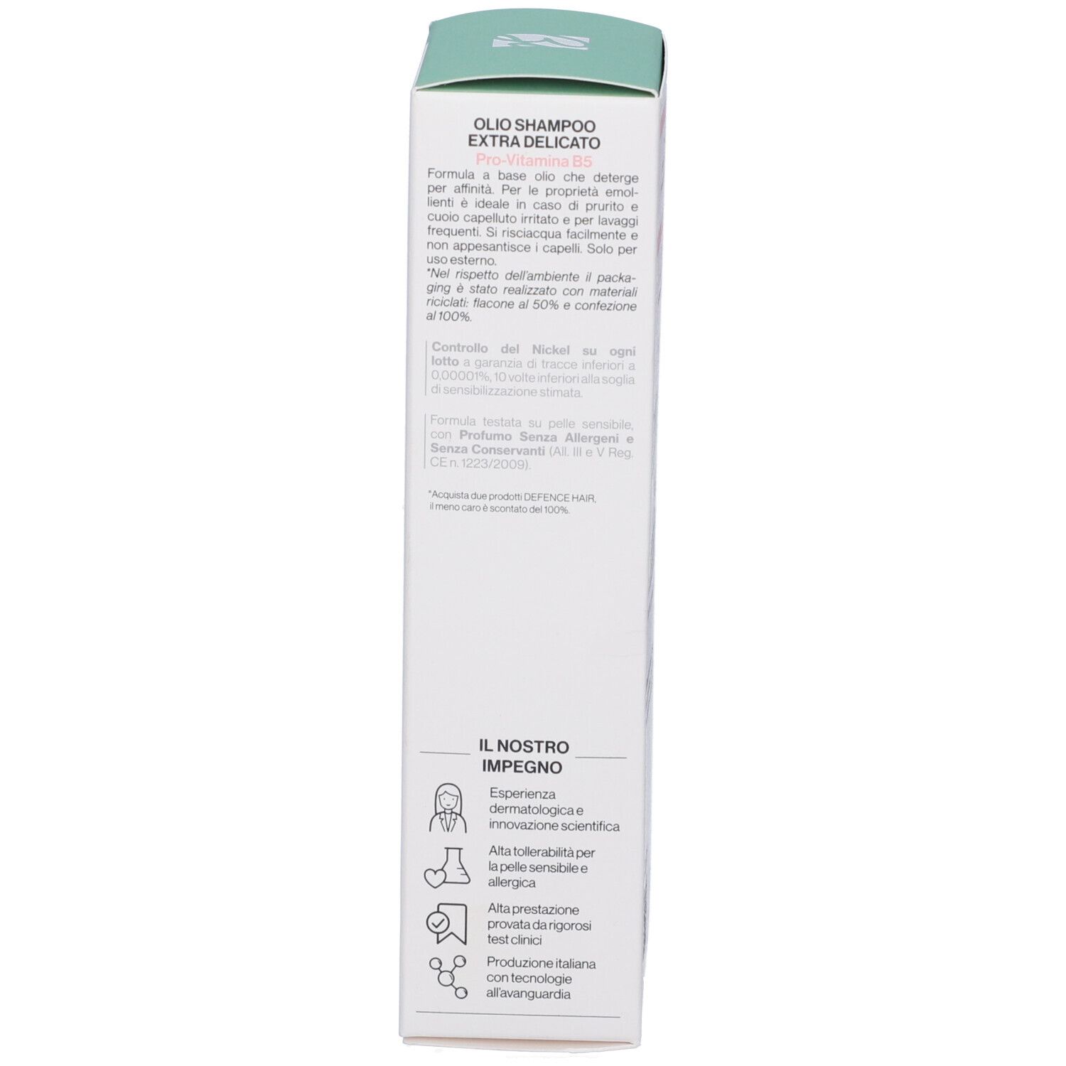 Verpackung mit Informationen zu dermatologischer Erfahrung und wissenschaftlicher Innovation.