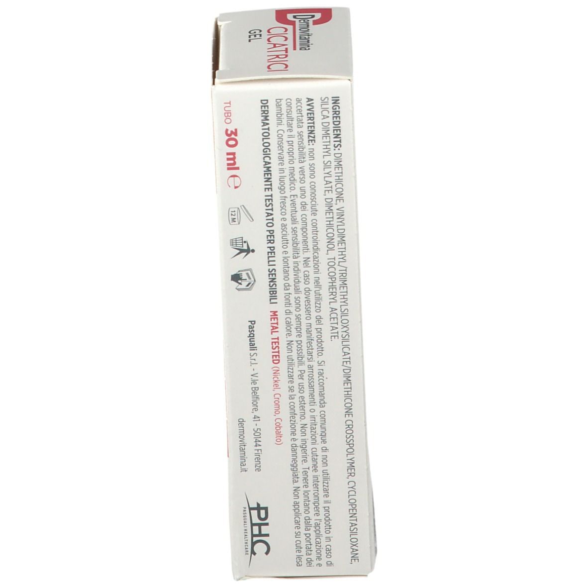 Confezione con nome del prodotto e designazione gel. Contiene 30 ml. Dermatologicamente testato.