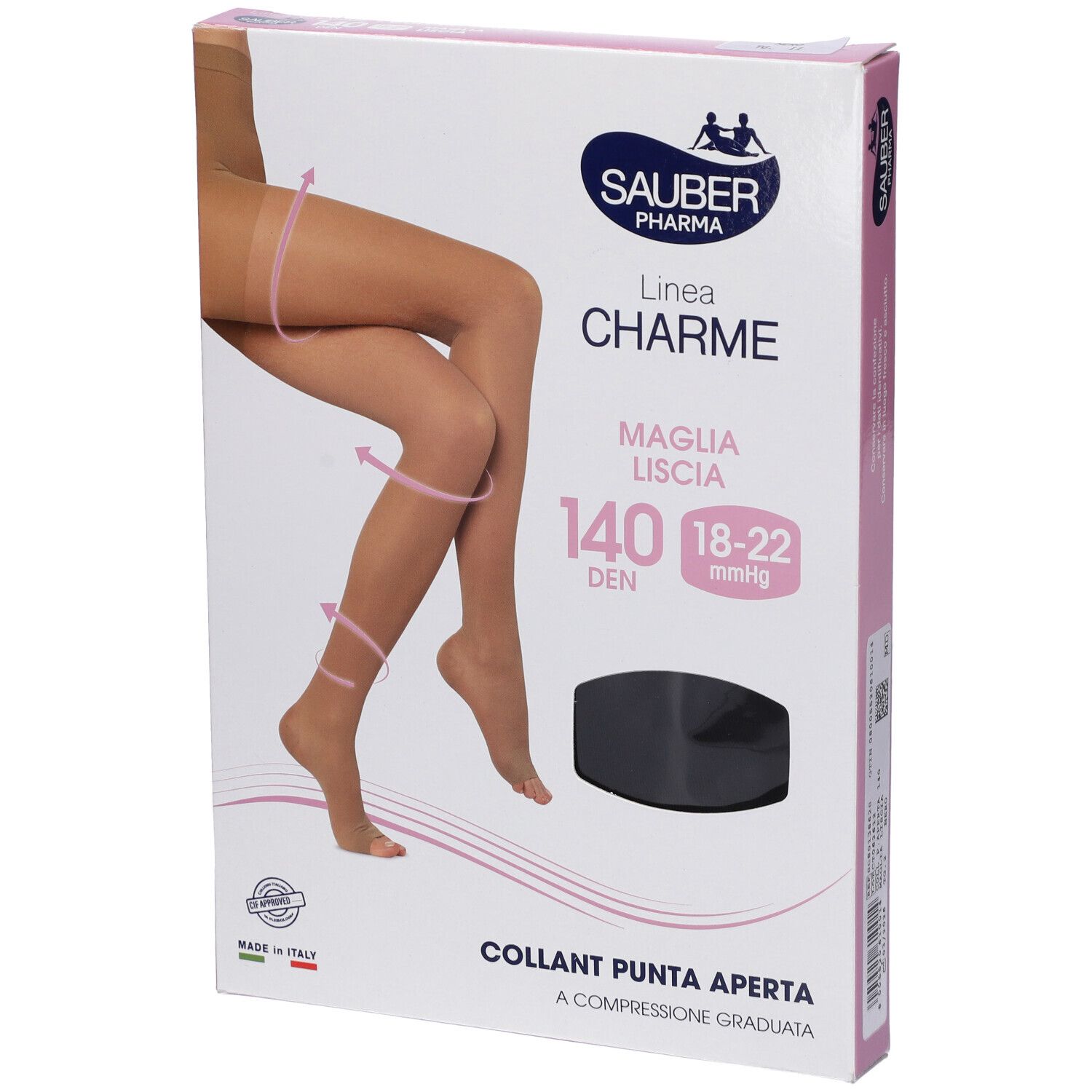 Sauber Collant Open Toe 140 Denari Maglia Liscia Colore Nero Taglia 2