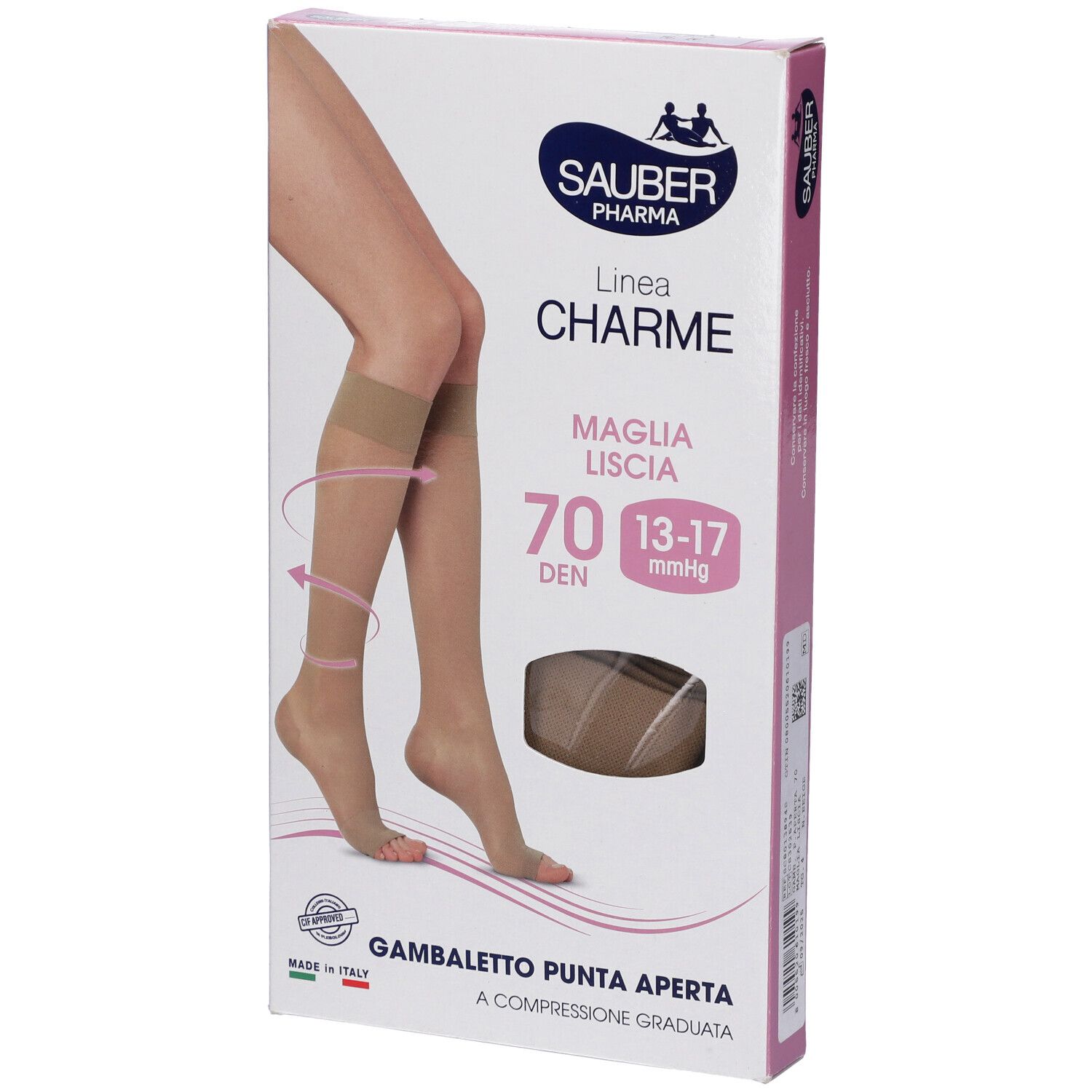 Sauber Gambaletto Open Toe 70 Denari Maglia Liscia Neutro Beige Taglia 4 - Immagine 3