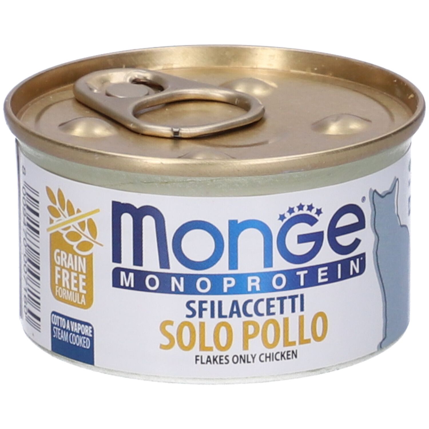 Lattina Monge Monoprotein Sfilaccetti Solo Pollo. Formula senza cereali. Solo Pollo. Cibo per gatti.