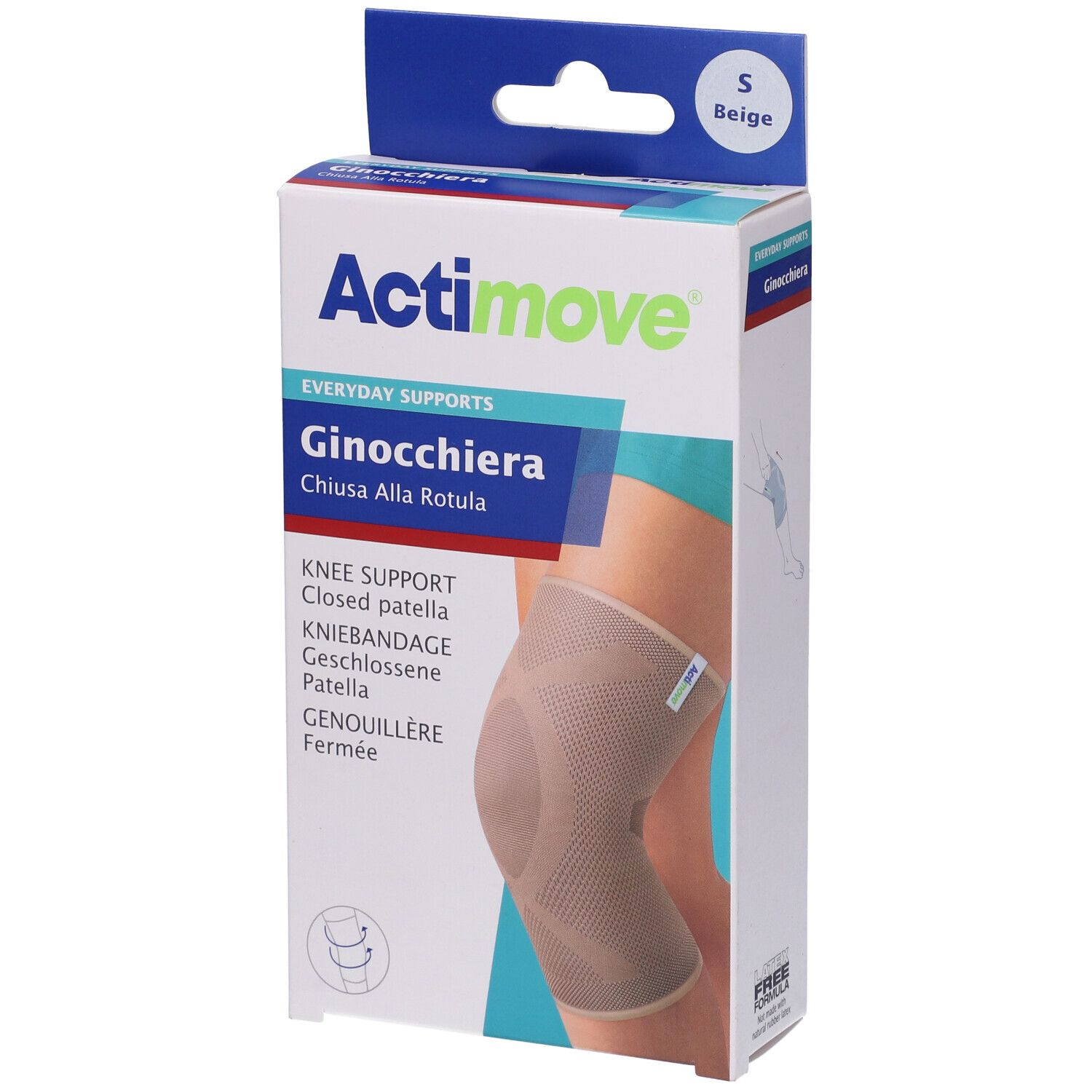 Actimove Ginocchiera Elastica Taglia S. Confezione con ginocchiera. Beige, taglia S. Nome e descrizione del prodotto.