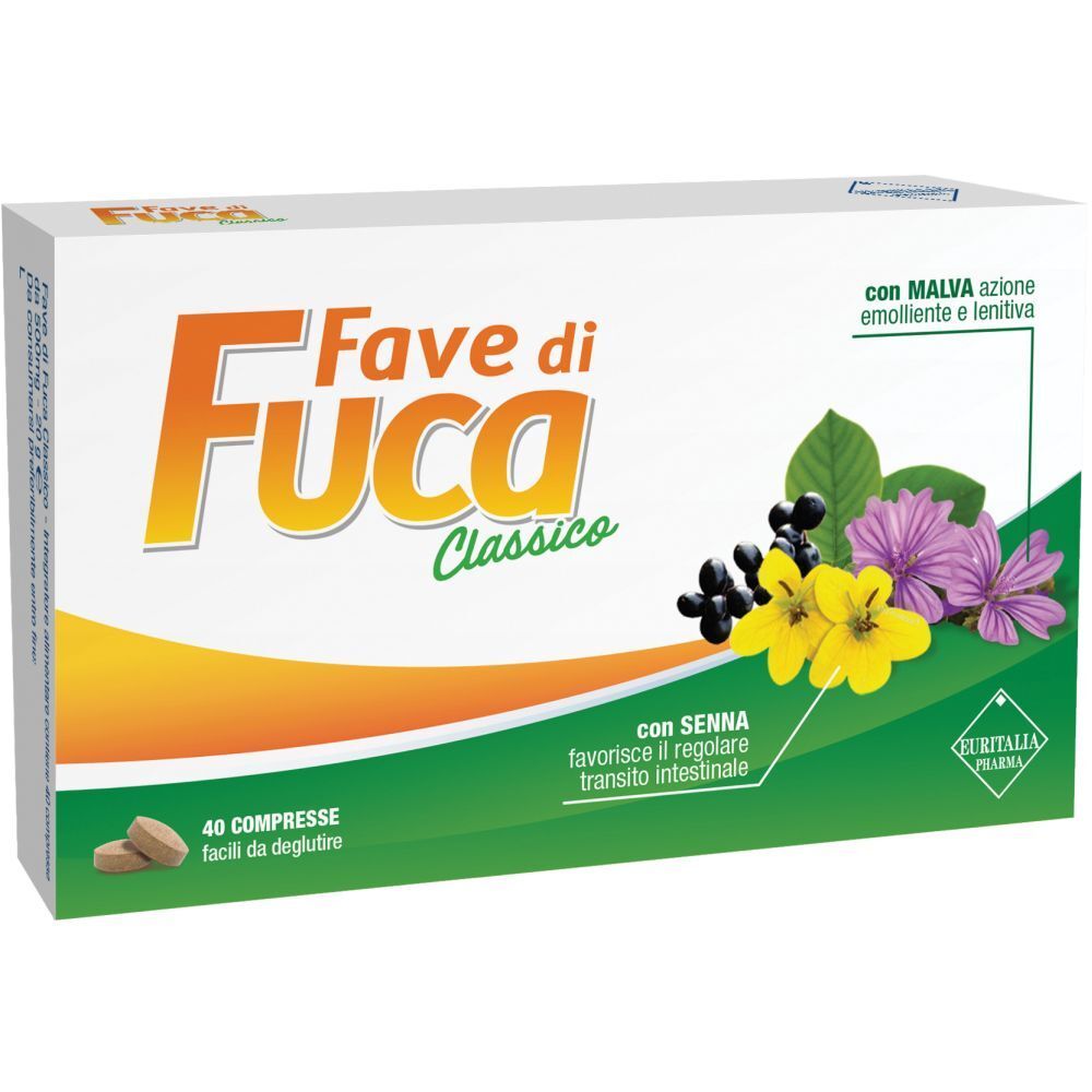 Scatola con nome del prodotto e illustrazioni floreali. Contiene 40 compresse. Marchio: EURITALIA PHARMA.