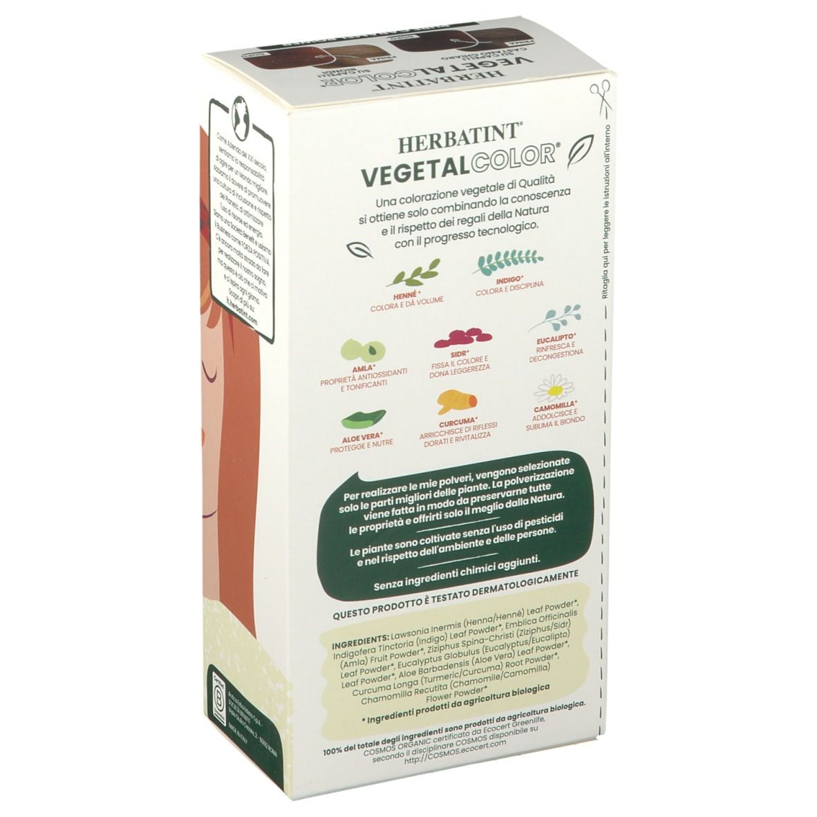 HERBATINT VEGETAL COLOR Pure Caramel Power. Confezione, retro con ingredienti e testo.