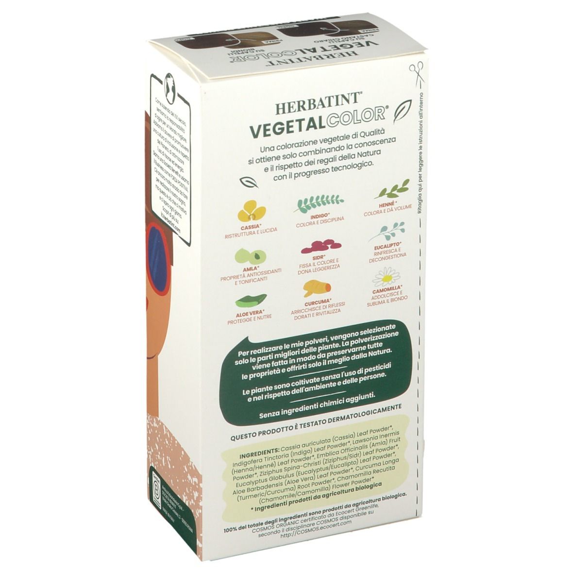 HERBATINT VEGETAL COLOR Verpackung, Rückseite. Text über Inhaltsstoffe und Zertifizierungen.