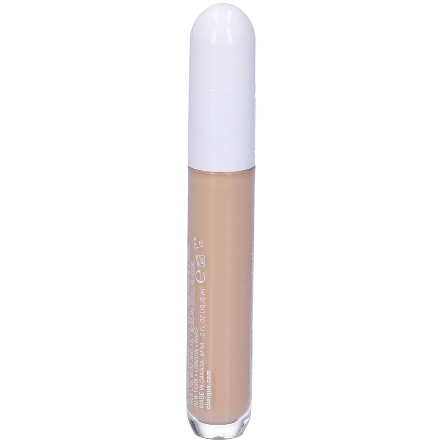 Correttore Clinique Even Better. Tubo beige con tappo bianco. Informazioni sul tubo.