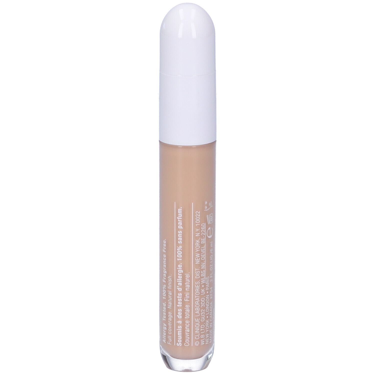 Correttore Clinique Even Better. Tubo beige con tappo bianco. Informazioni sul tubo.
