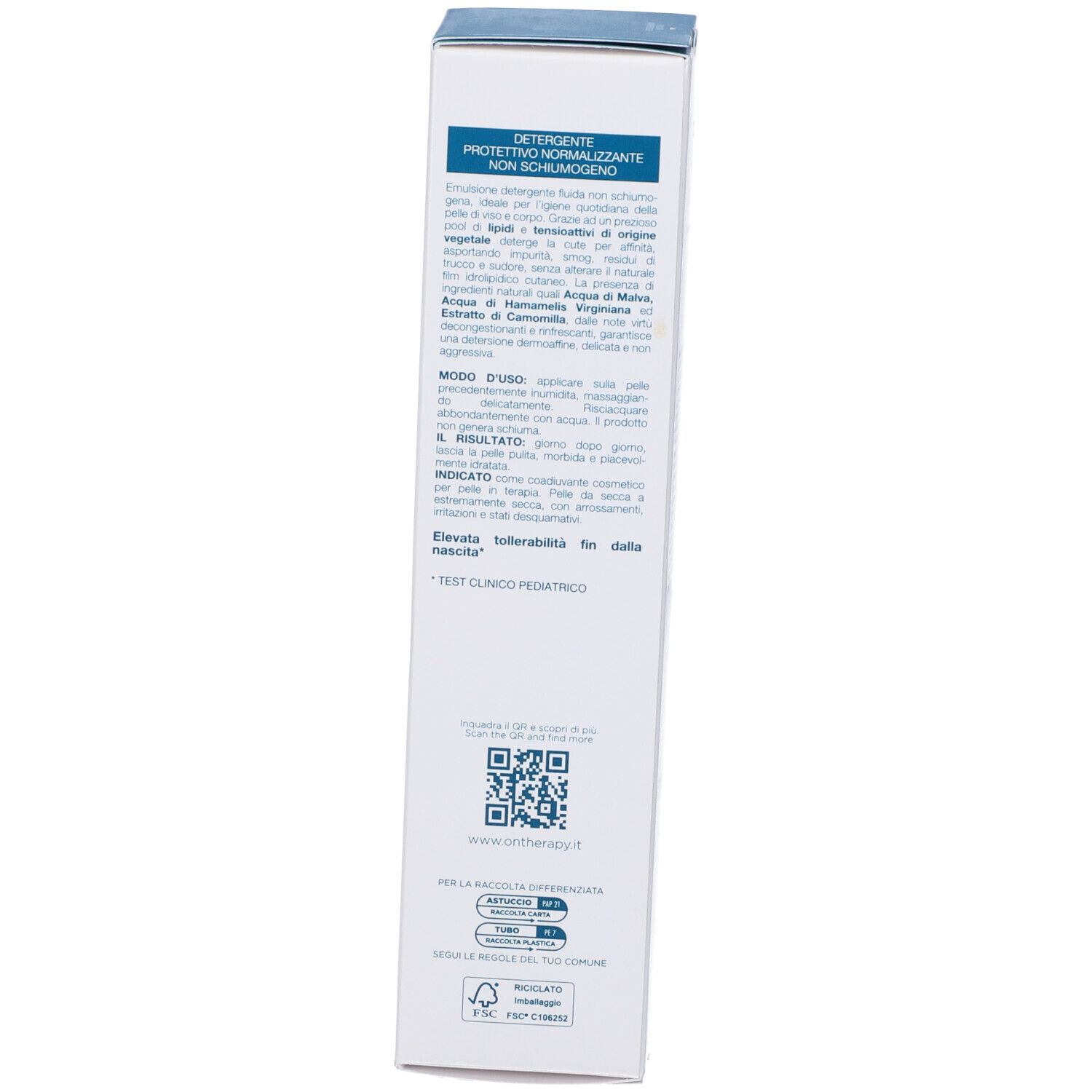 Weiße Tube mit blauer Schrift, 150 ml, "on therapy."