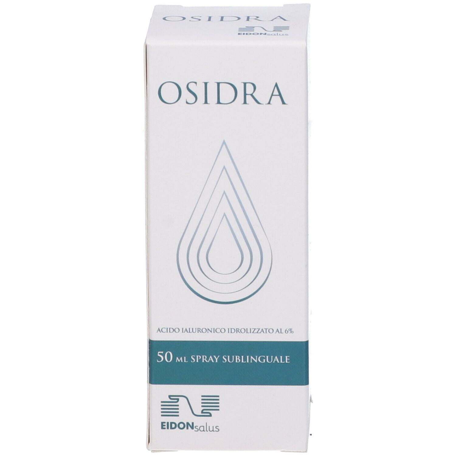 Scatola con scritta: Osidra, 50 ml Spray Sublinguale. Logo.