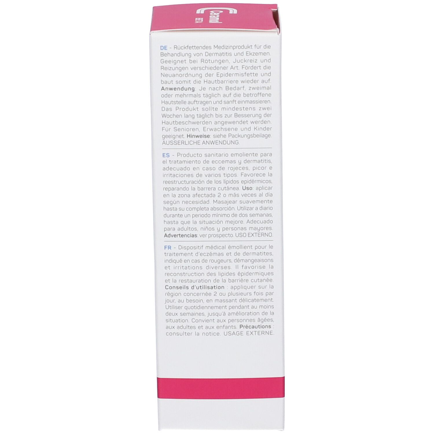 Verpackung eines medizinischen Produkts zur Hautpflege.