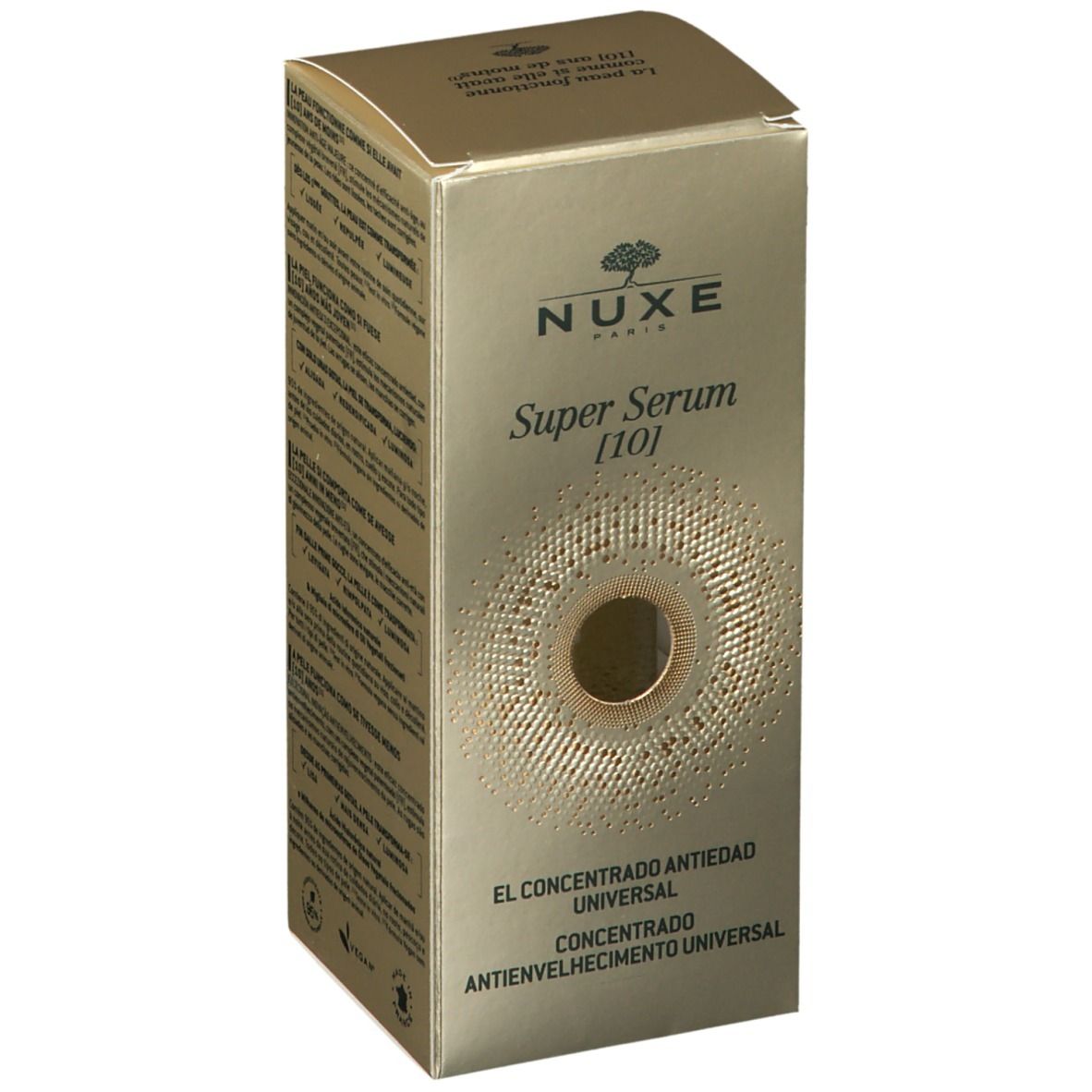 Confezione con testo. NUXE Super Serum [10]. Dorata.