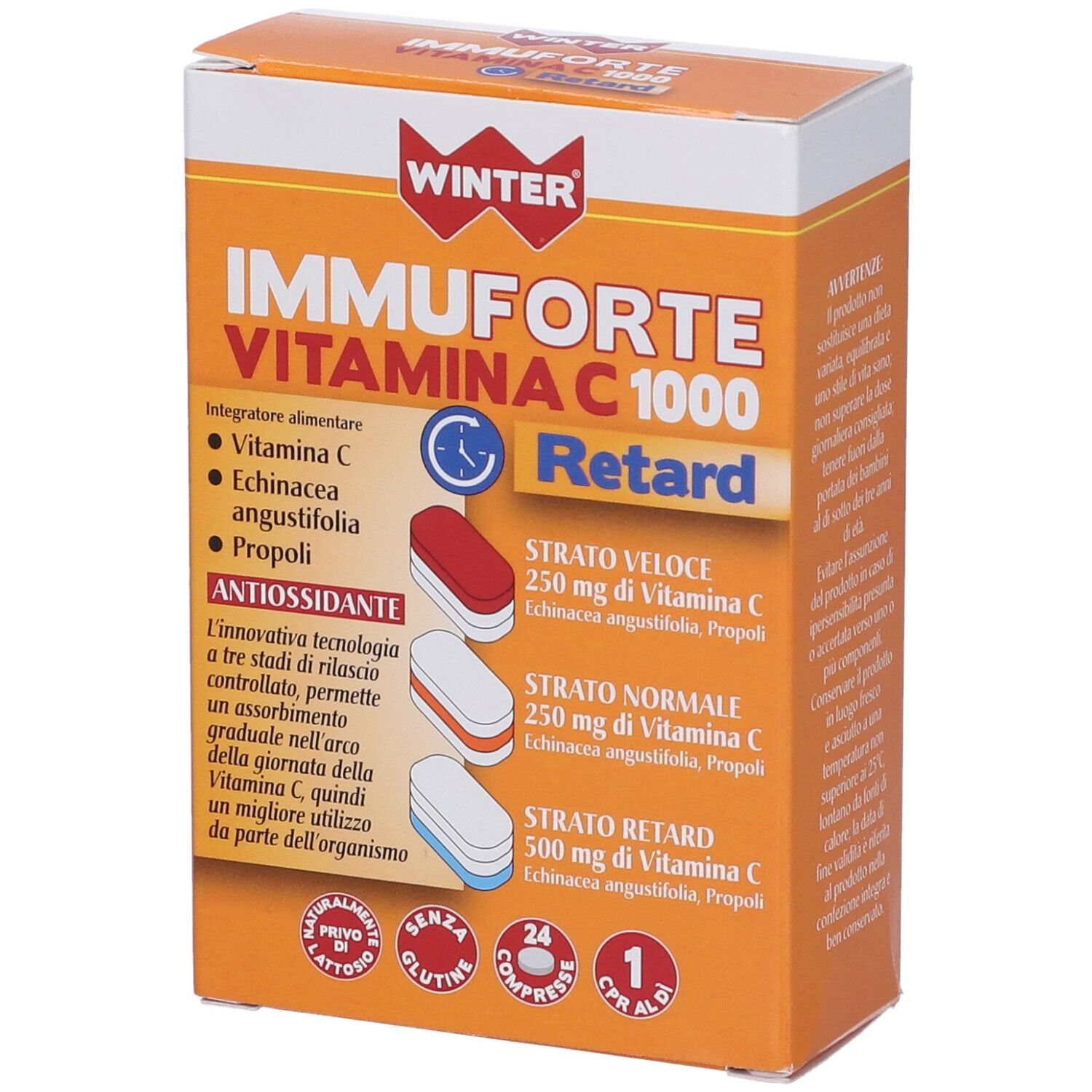 Winter Immunoforte Vitamina C 1000 Retard Kompressionen Verpackung.
