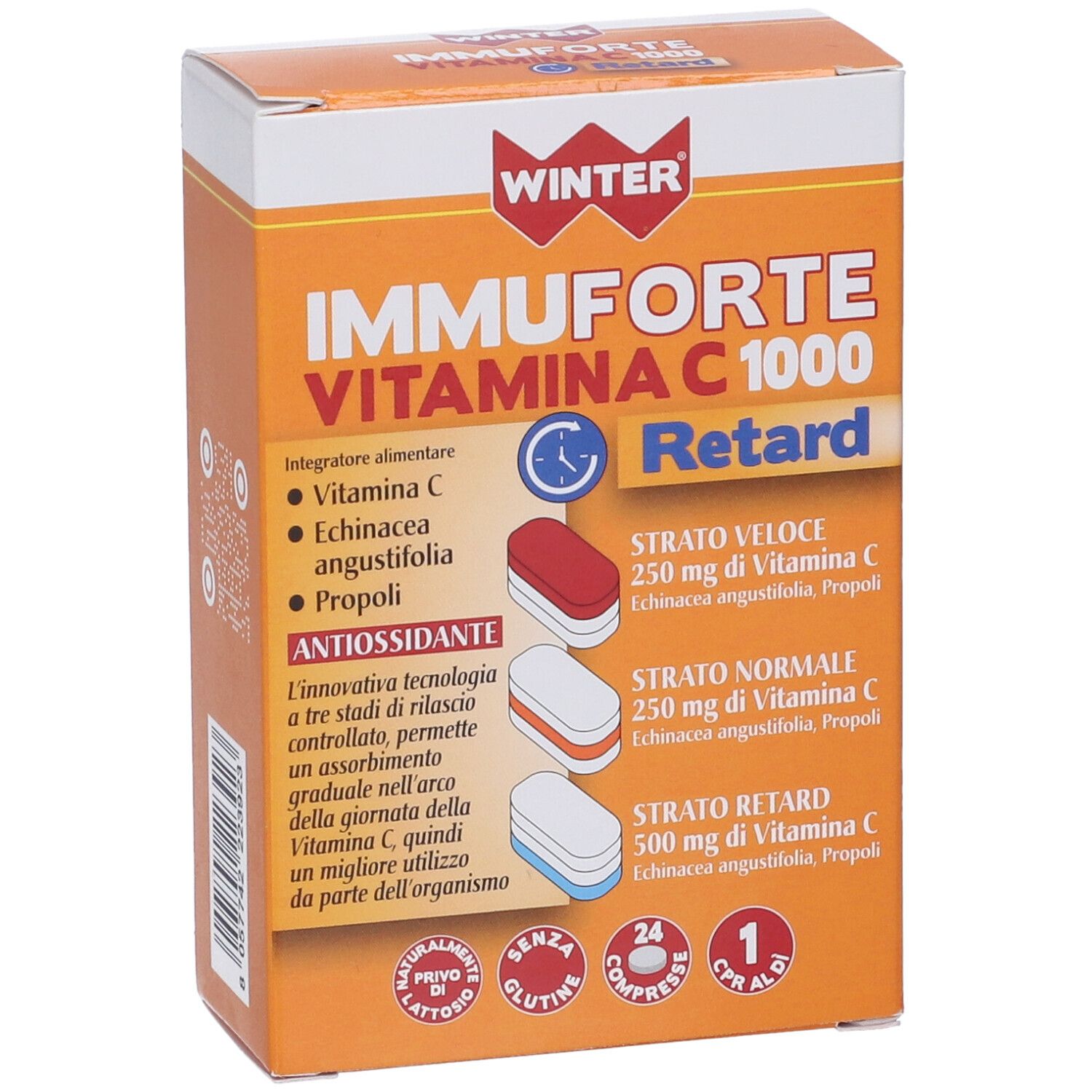 Winter Immunoforte Vitamina C 1000 Retard Kompressionen Verpackung.