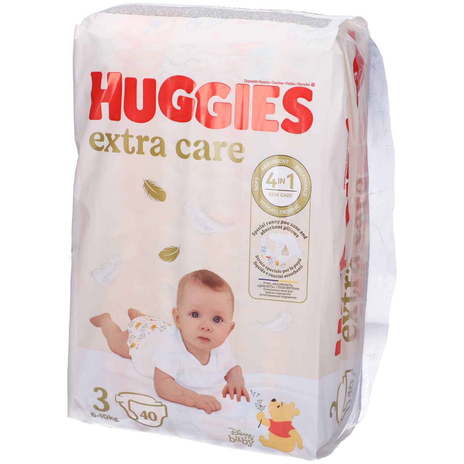Confezione di pannolini Huggies Extra Care Taglia 3, 6-10 kg, 40 pezzi. Bambino e Winnie the Pooh.