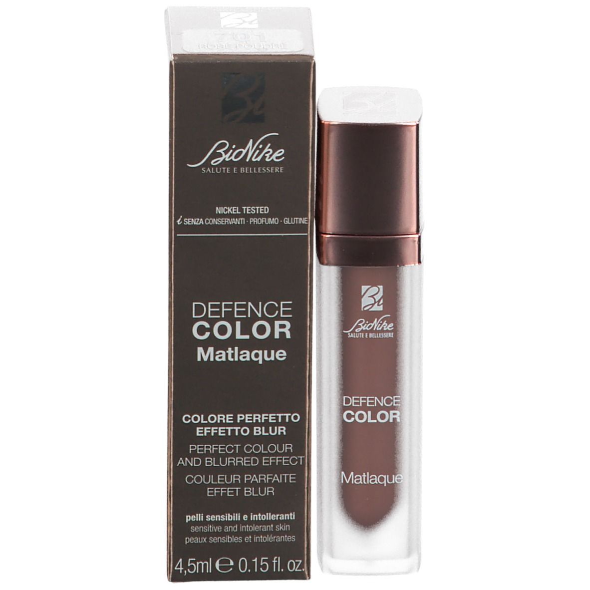 BioNike DEFENCE COLOR Matlaque, Rose Poudré. Prodotto con confezione. Scritte DEFENCE COLOR e Matlaque. Nickel Tested.