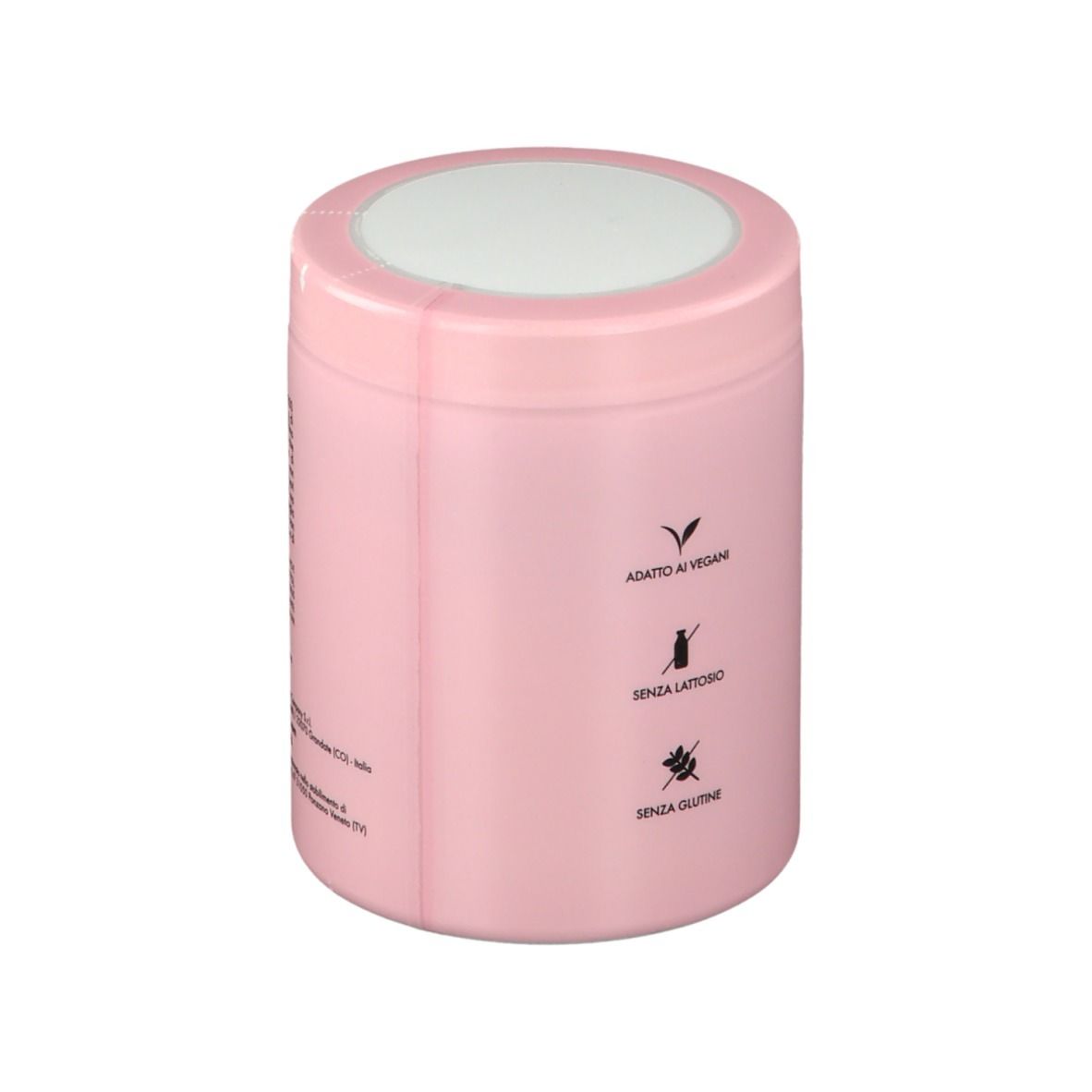 Barattolo rosa con coperchio bianco. Goovi My Pink Elixir, Tisana Benessere Vie Urinarie. 100g polvere. Vegano, senza lattosio, senza glutine.