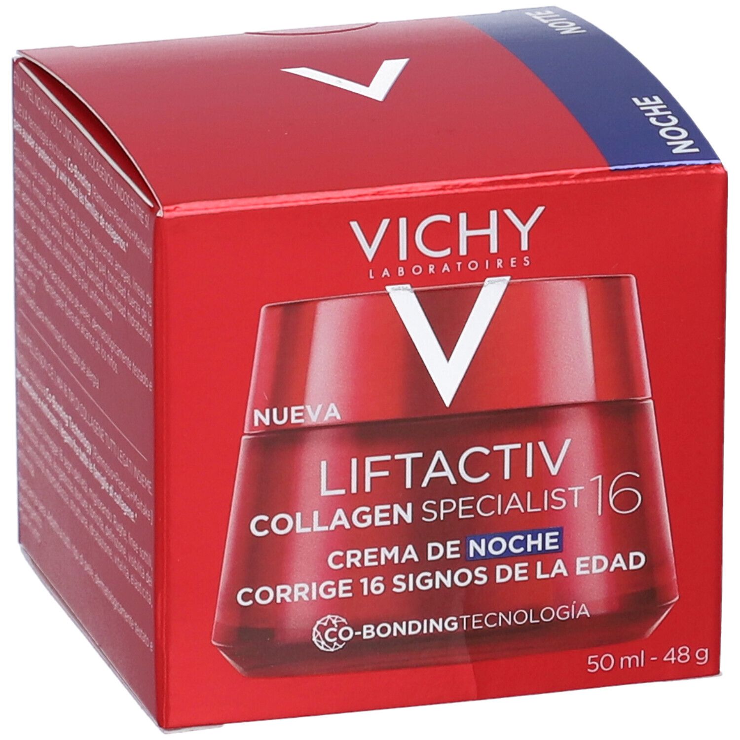Verpackung. VICHY Liftactiv Collagen Specialist 16. Creme de Noche. Corregge 16 signos de la edad. 50 ml - 48 g.